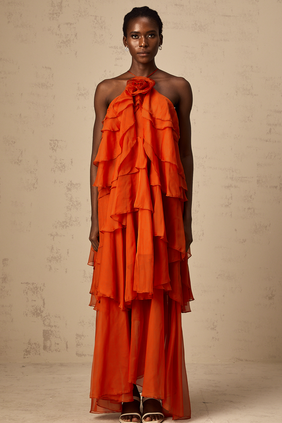 Aurélie Orange Halterneck Mermaid Maxi Dress main image 0