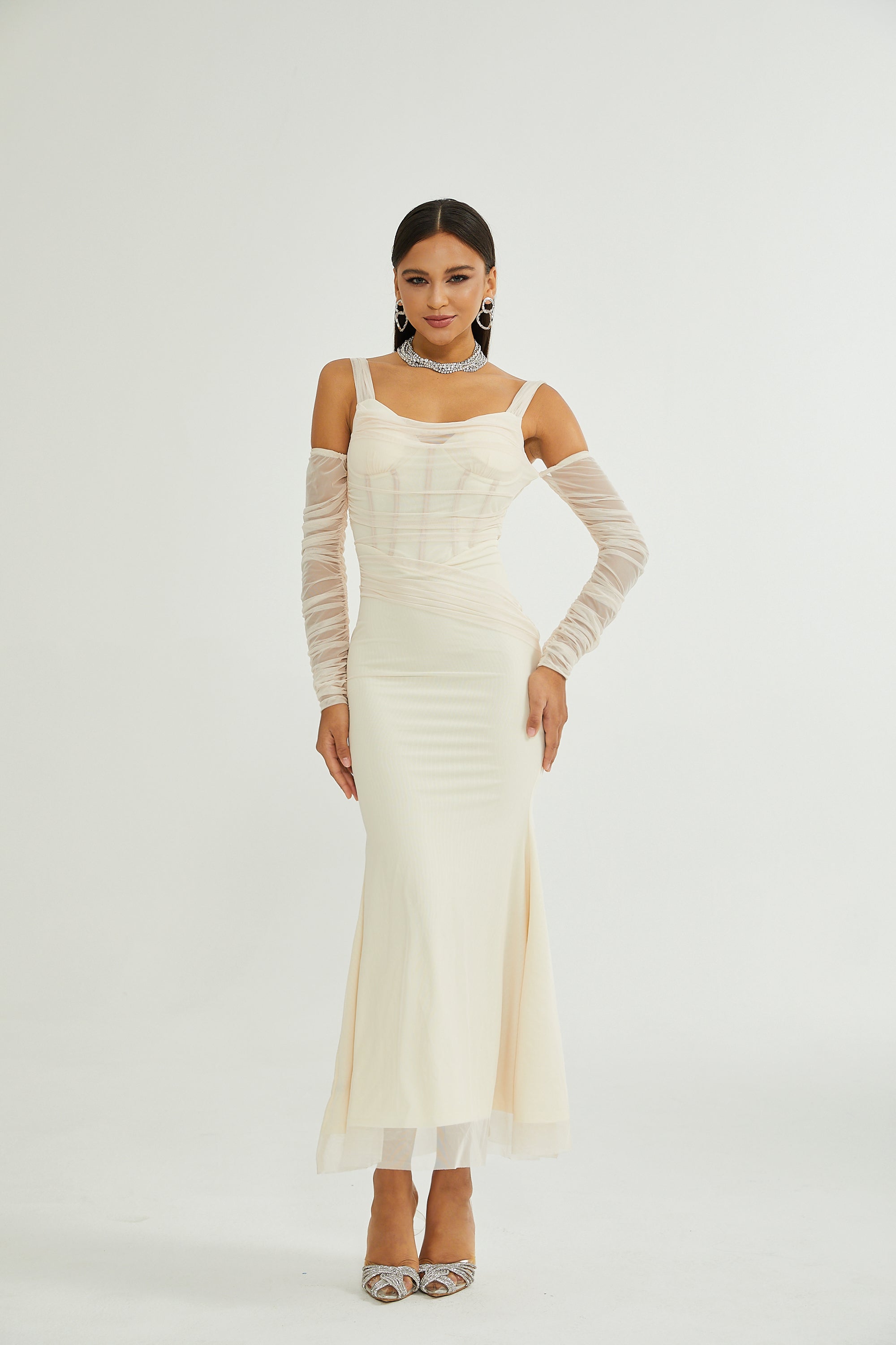 Laurianne white bustier-style midi dress