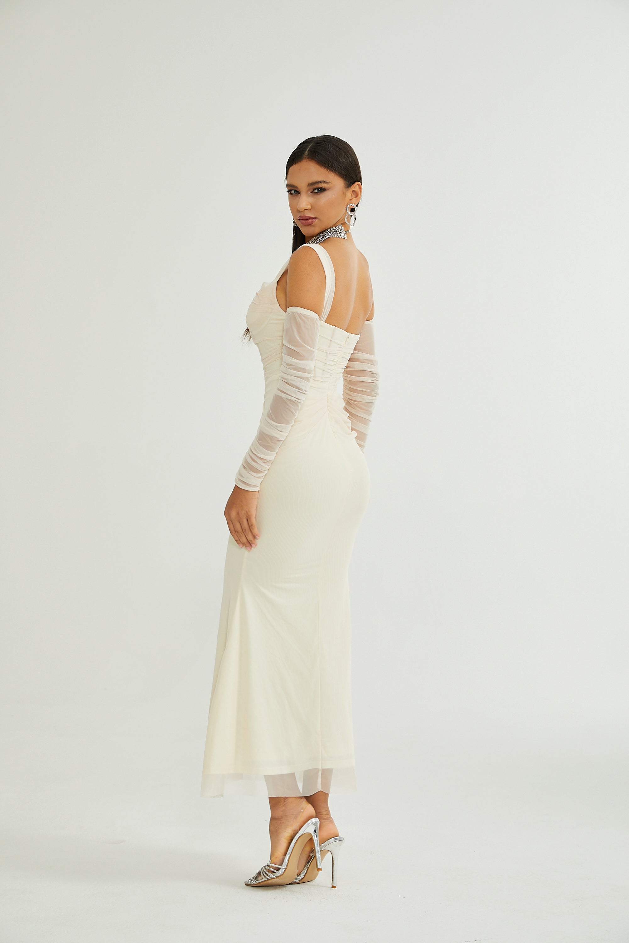 Laurianne white bustier-style midi dress