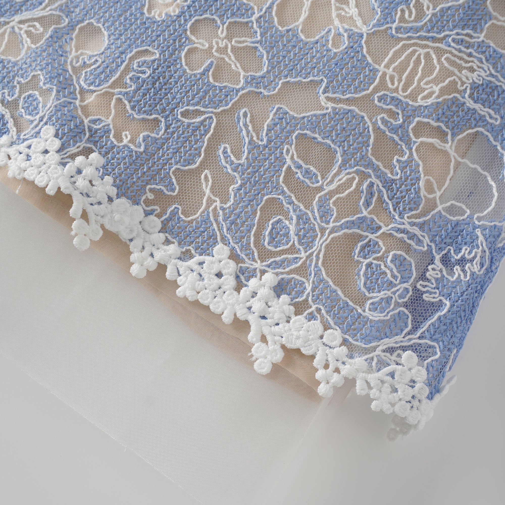 Gaëlle Blue Floral Embroidered Midi Dress