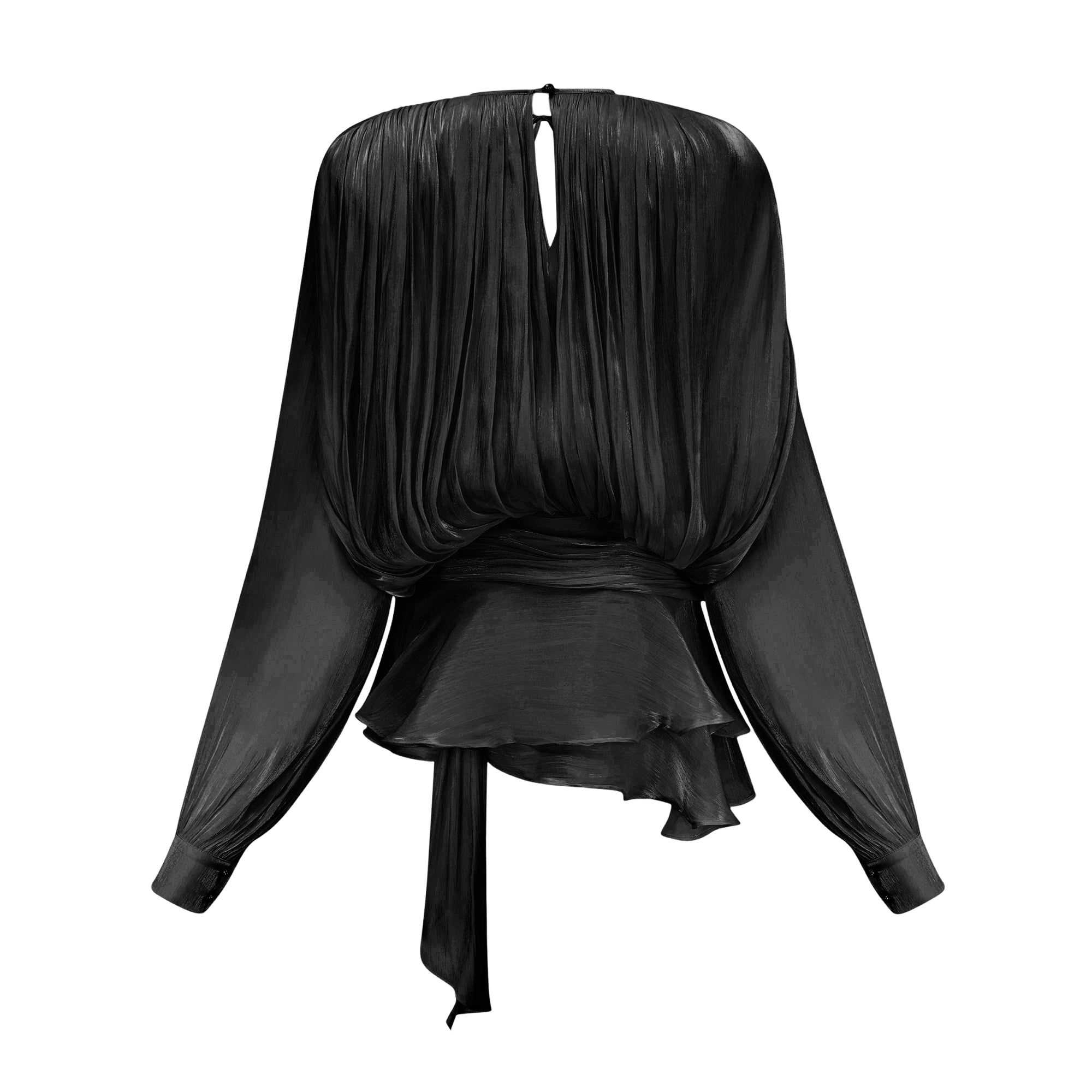 Eugénie fully-pleated ruffled mini dress in Black