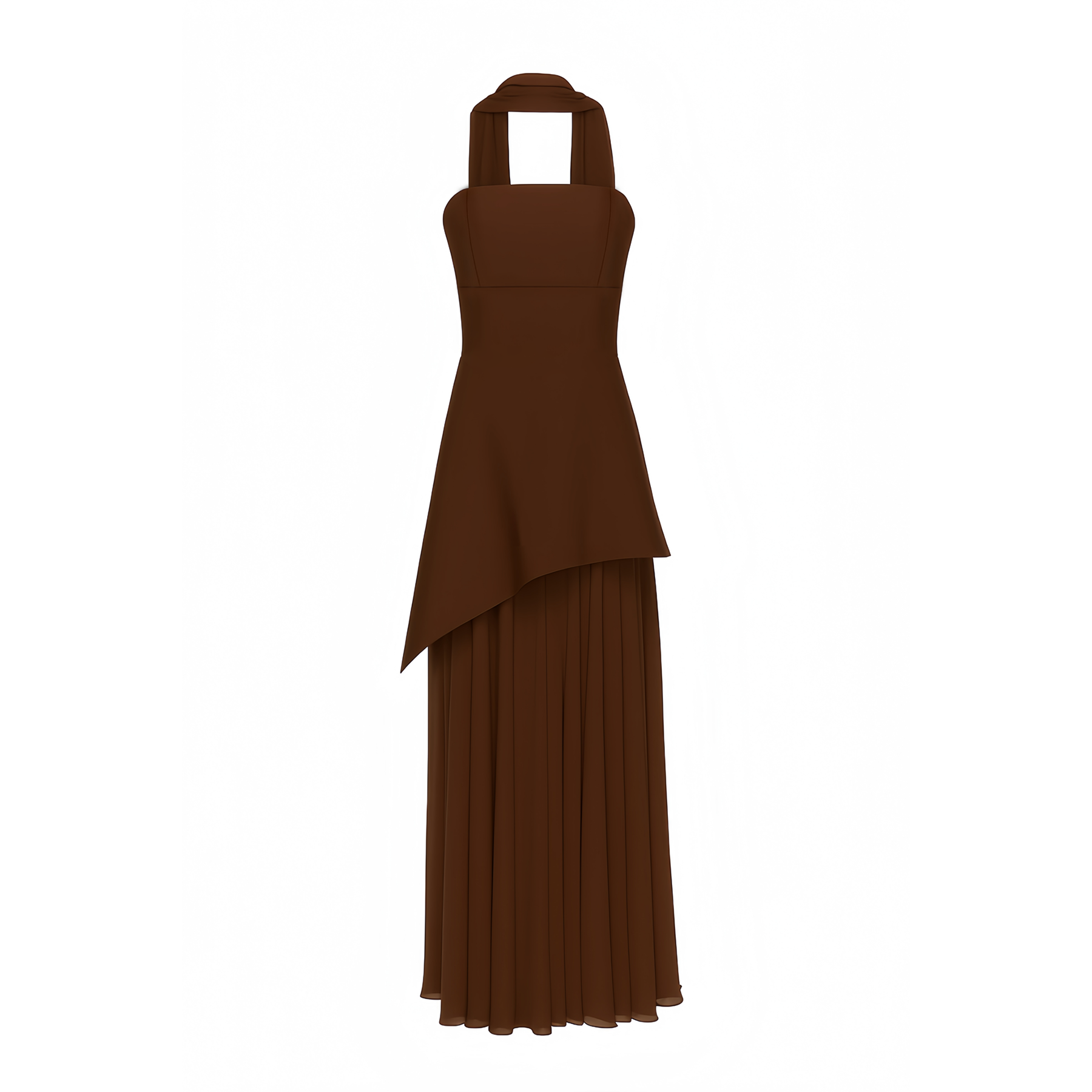 Robe longue froncée à épaules dénudées Solène (Vente définitive)