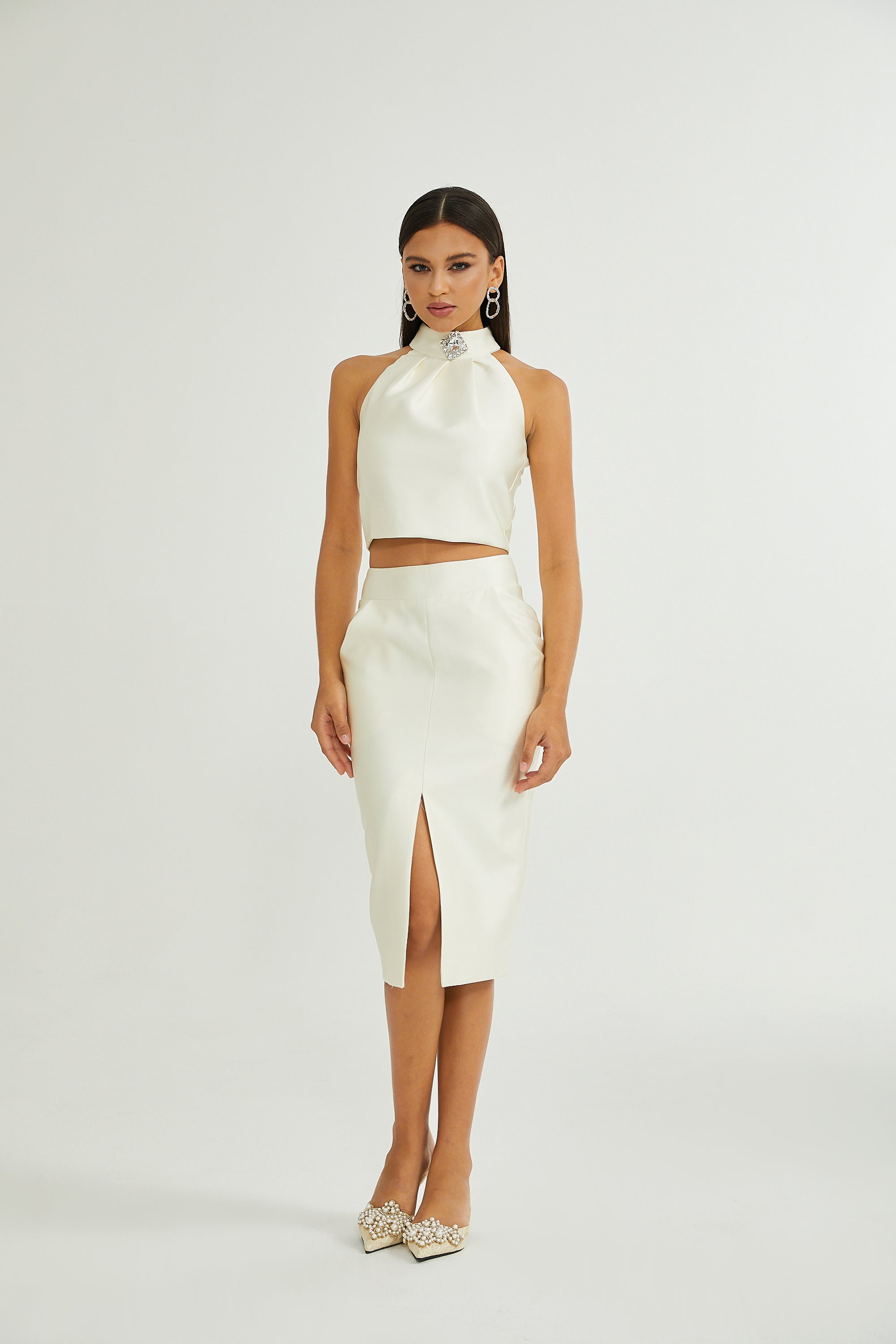 Manon white top & skirt matching set