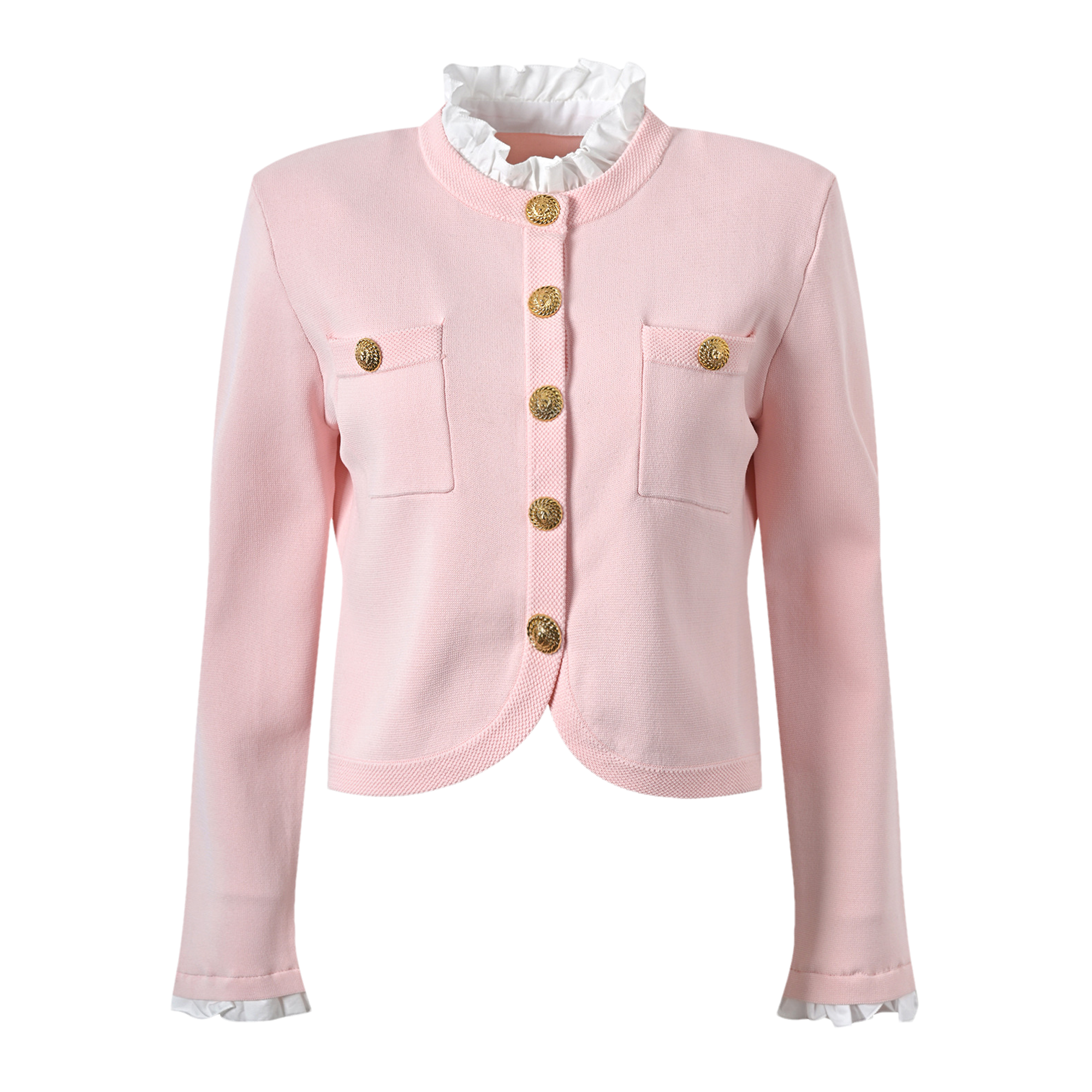 Cyrielle ruffle-trim knitted jacket