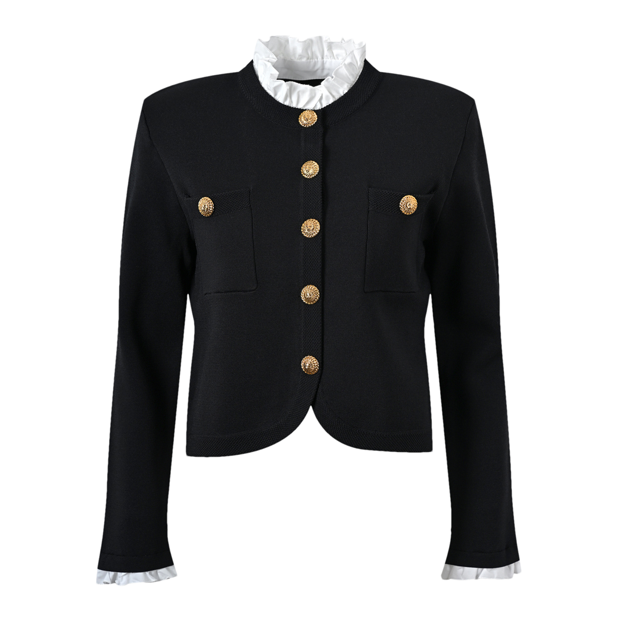 Cyrielle ruffle-trim knitted jacket