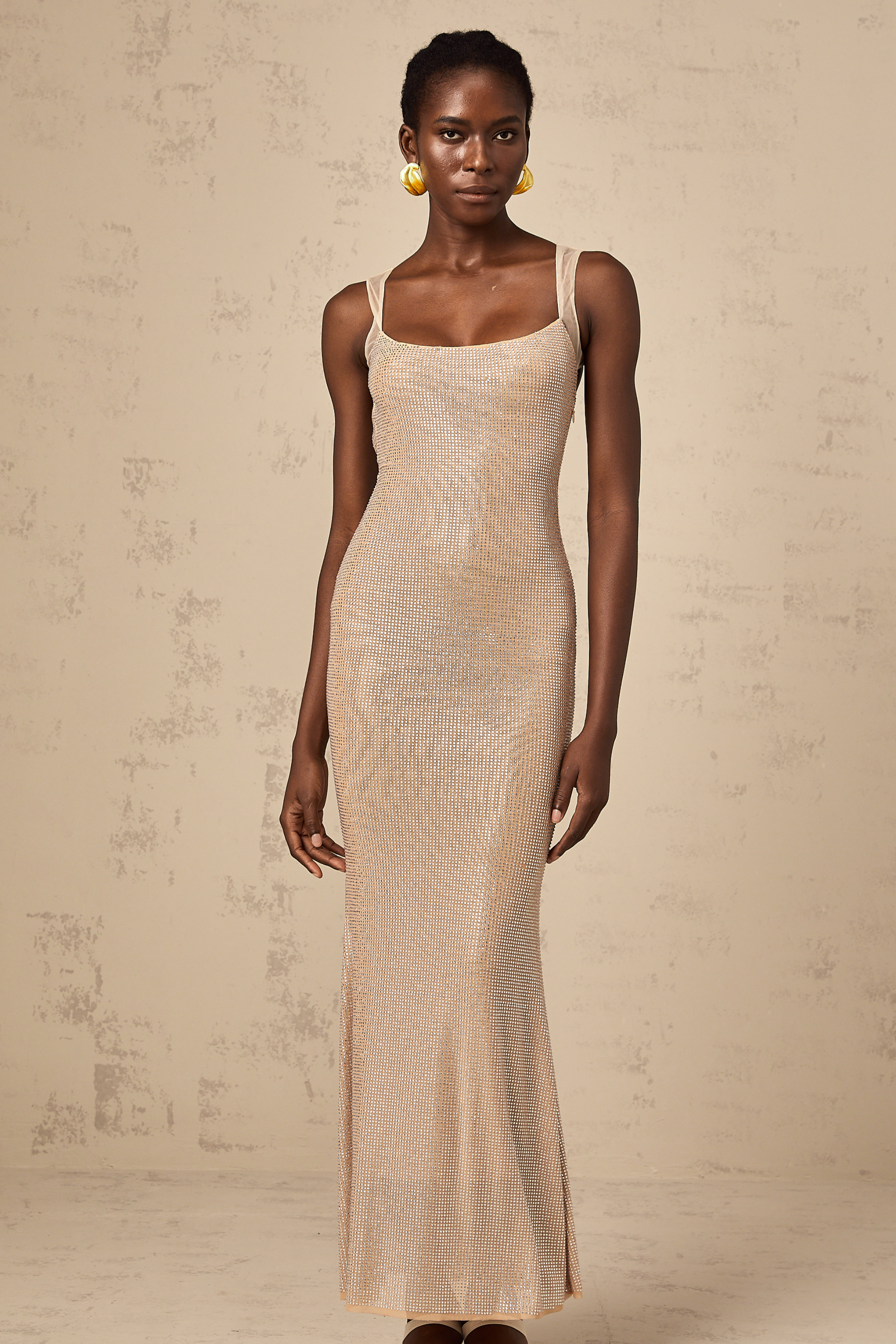 Sophie crystal-embellished open-back maxi dress