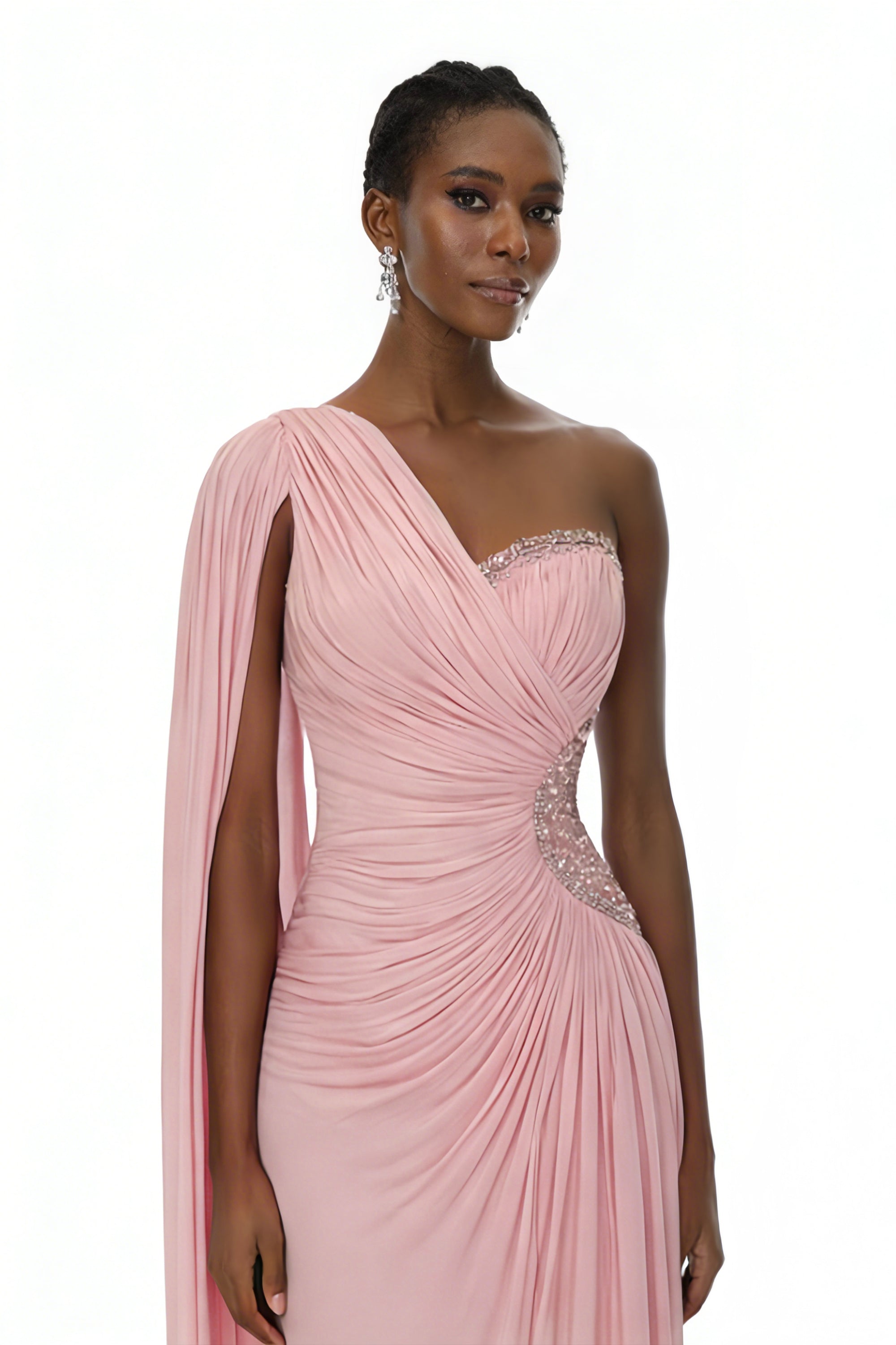 Katrin Pink One Shoulder Ruched Maxi Dress