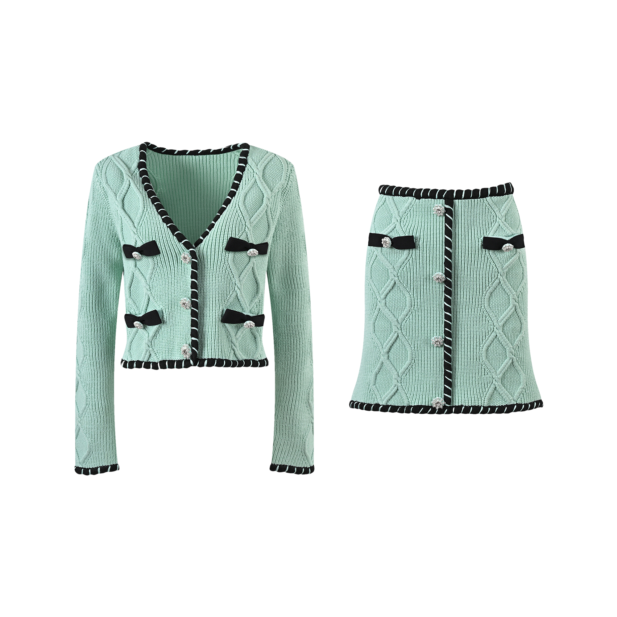 Juliette contrast-trim jacket & skirt matching set