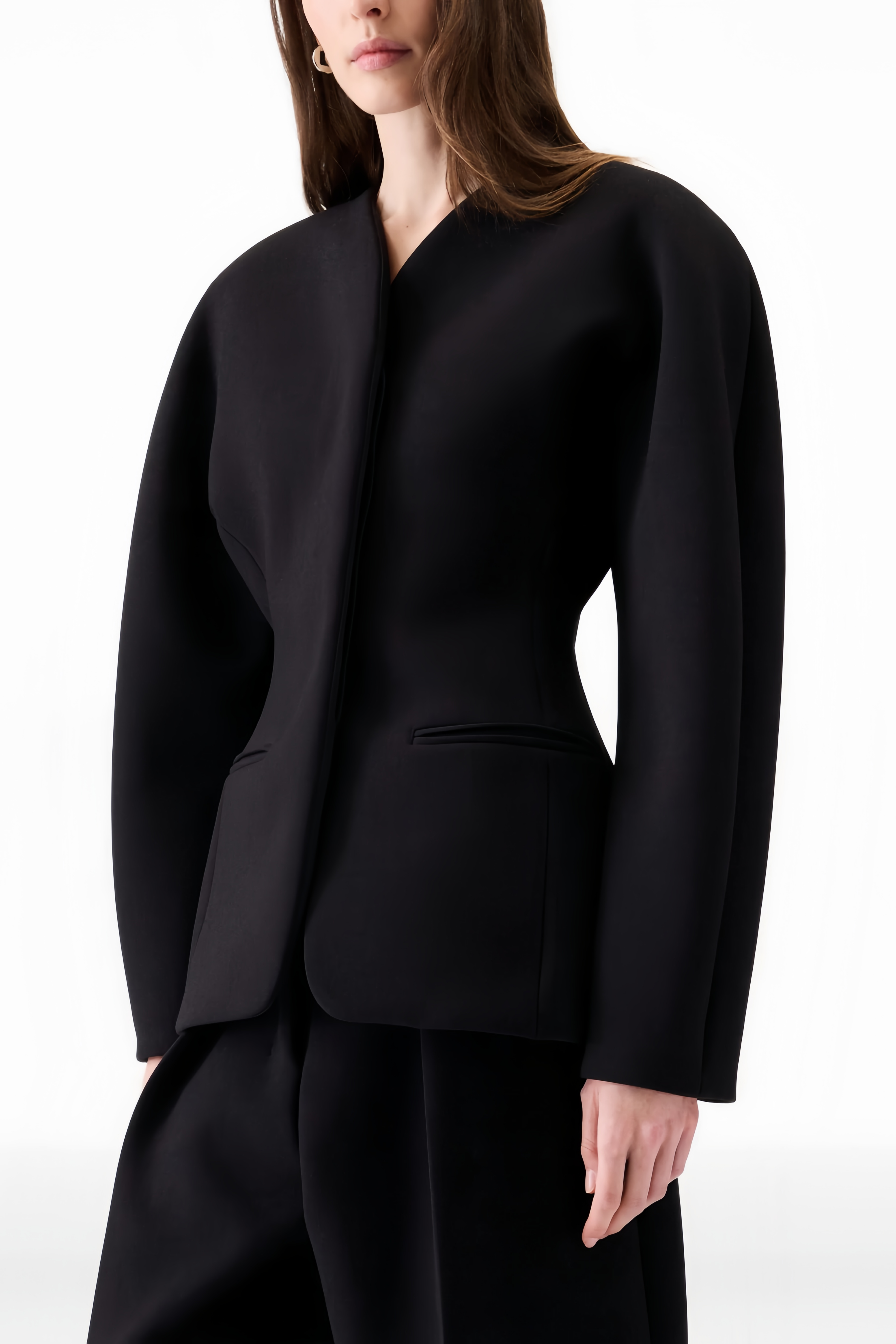 Consuelo Black Collarless Peplum Waist Blazer (Final Sale)