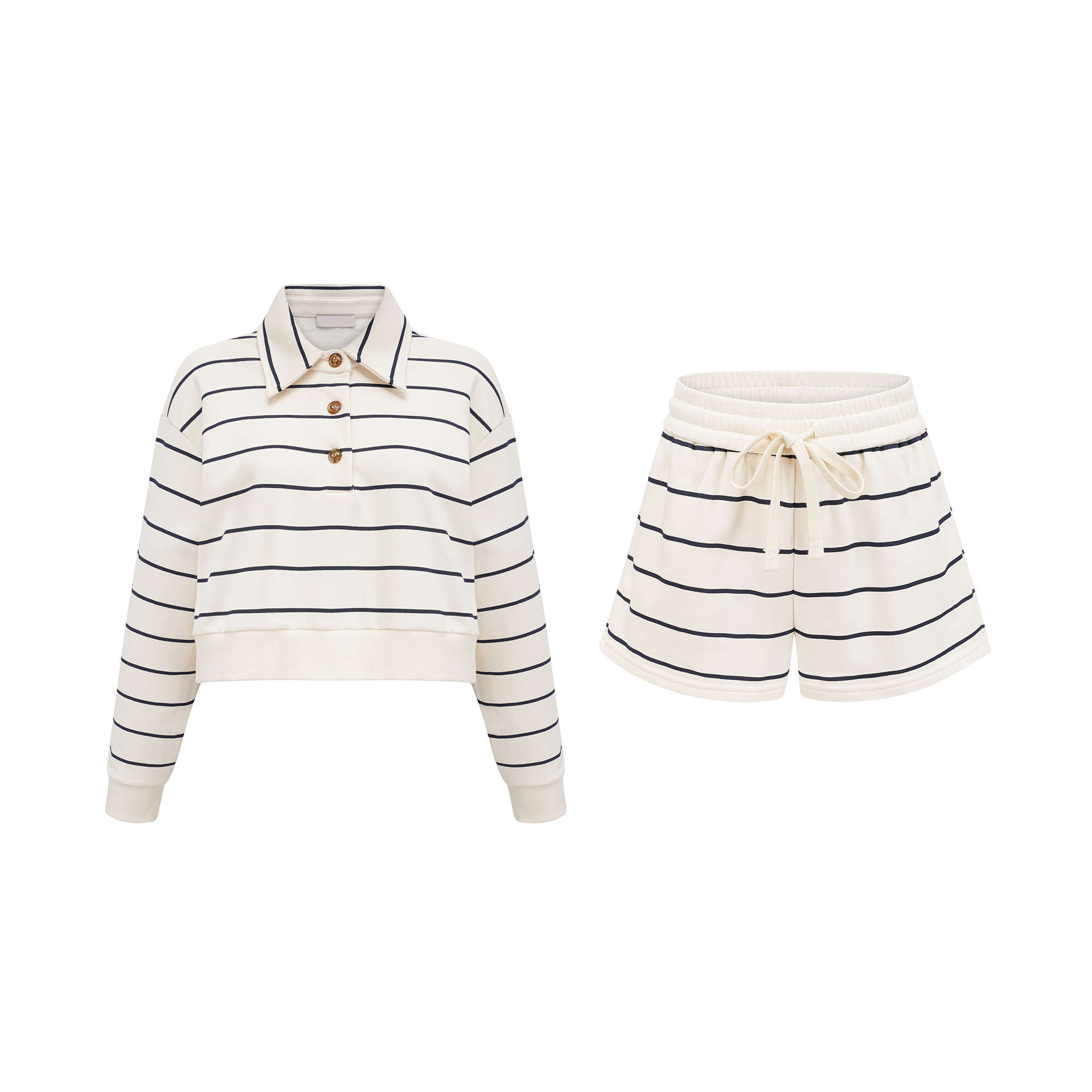 Marjolaine striped shirt & shorts matching set