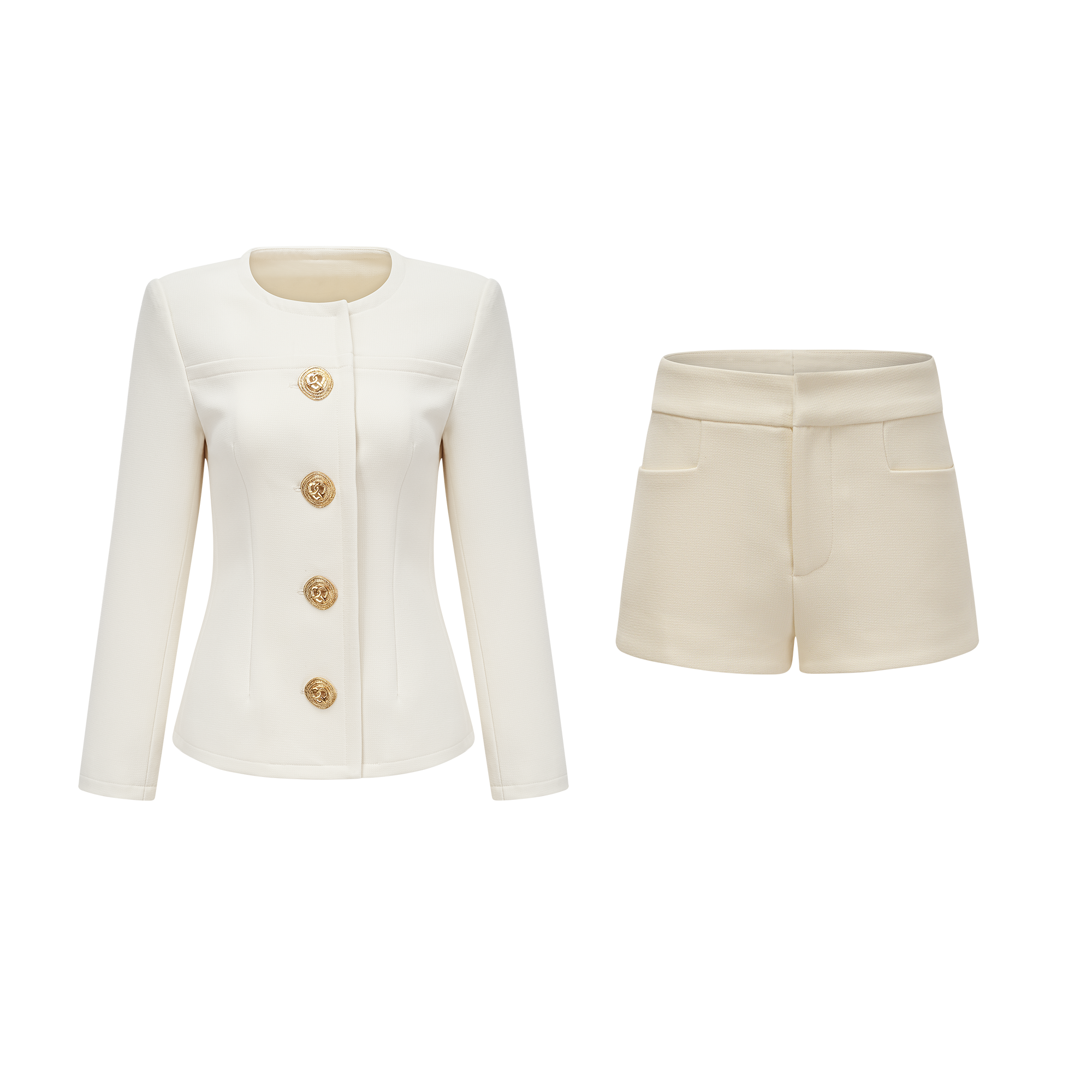 Shayla single-breasted wool jacket & shorts matching set