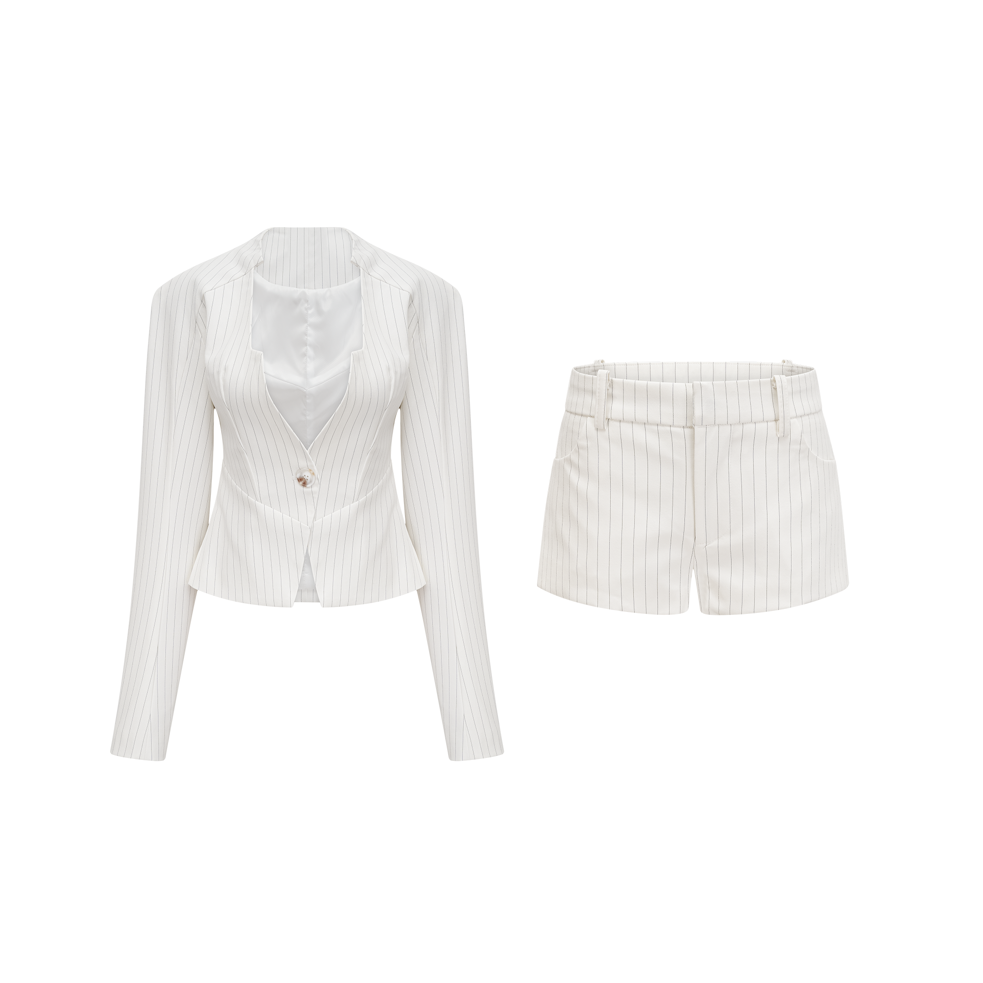 Leola striped jacket & shorts matching set