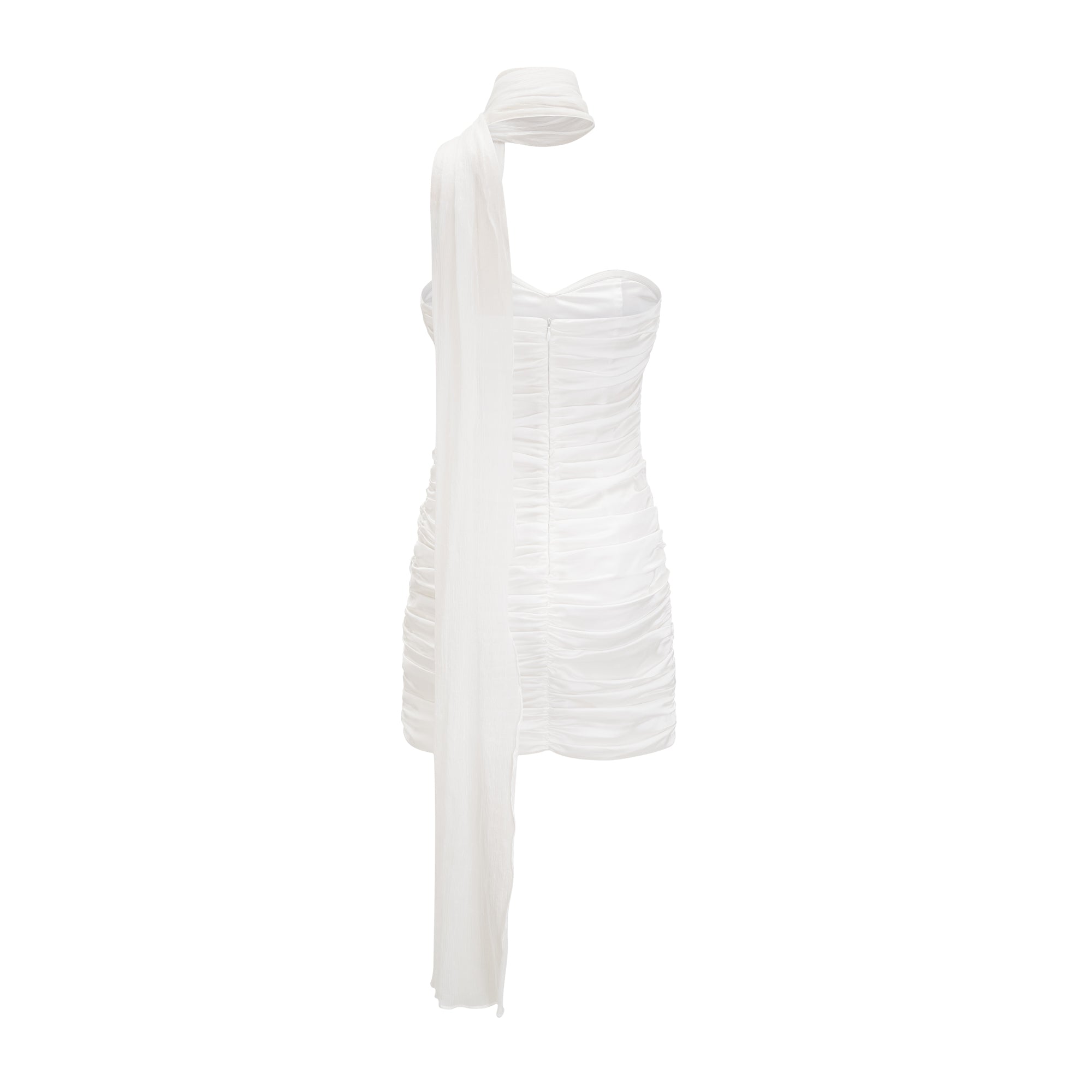 Sigrid white ruched mini dress