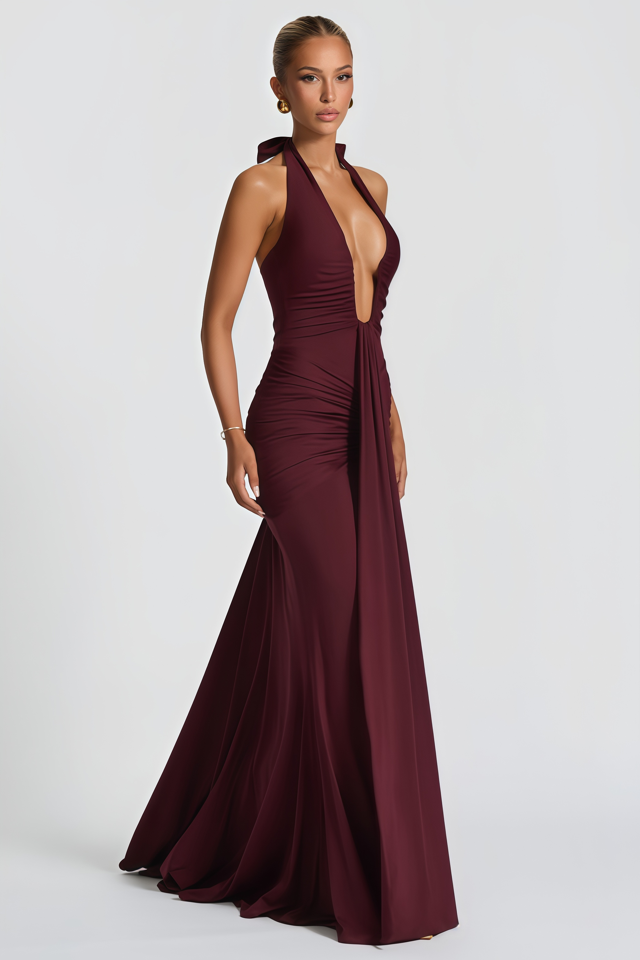 Aiglantine Halterneck Ruched Maxi Dress