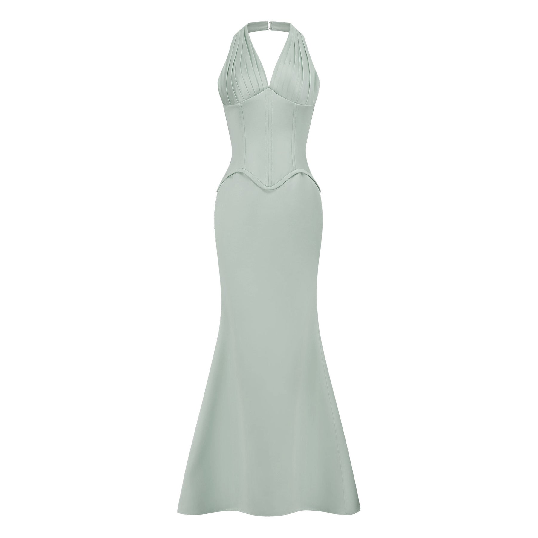 Aurélie Orange Halterneck Mermaid Maxi Dress
