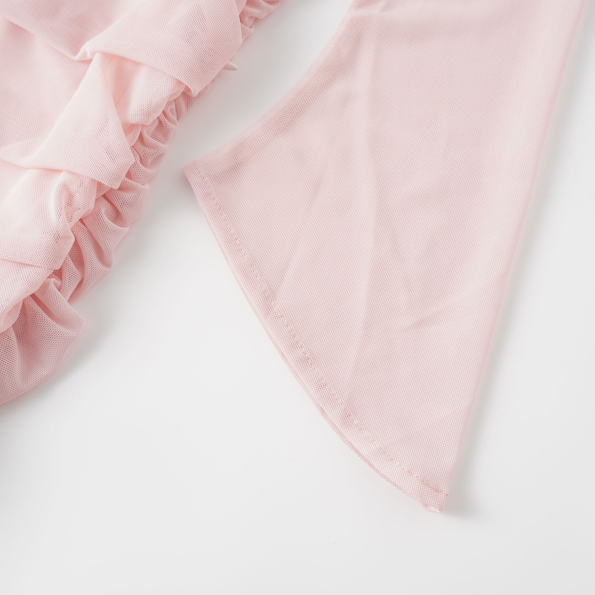 Garance Pink Asymmetrical Ruched Mesh Maxi Dress