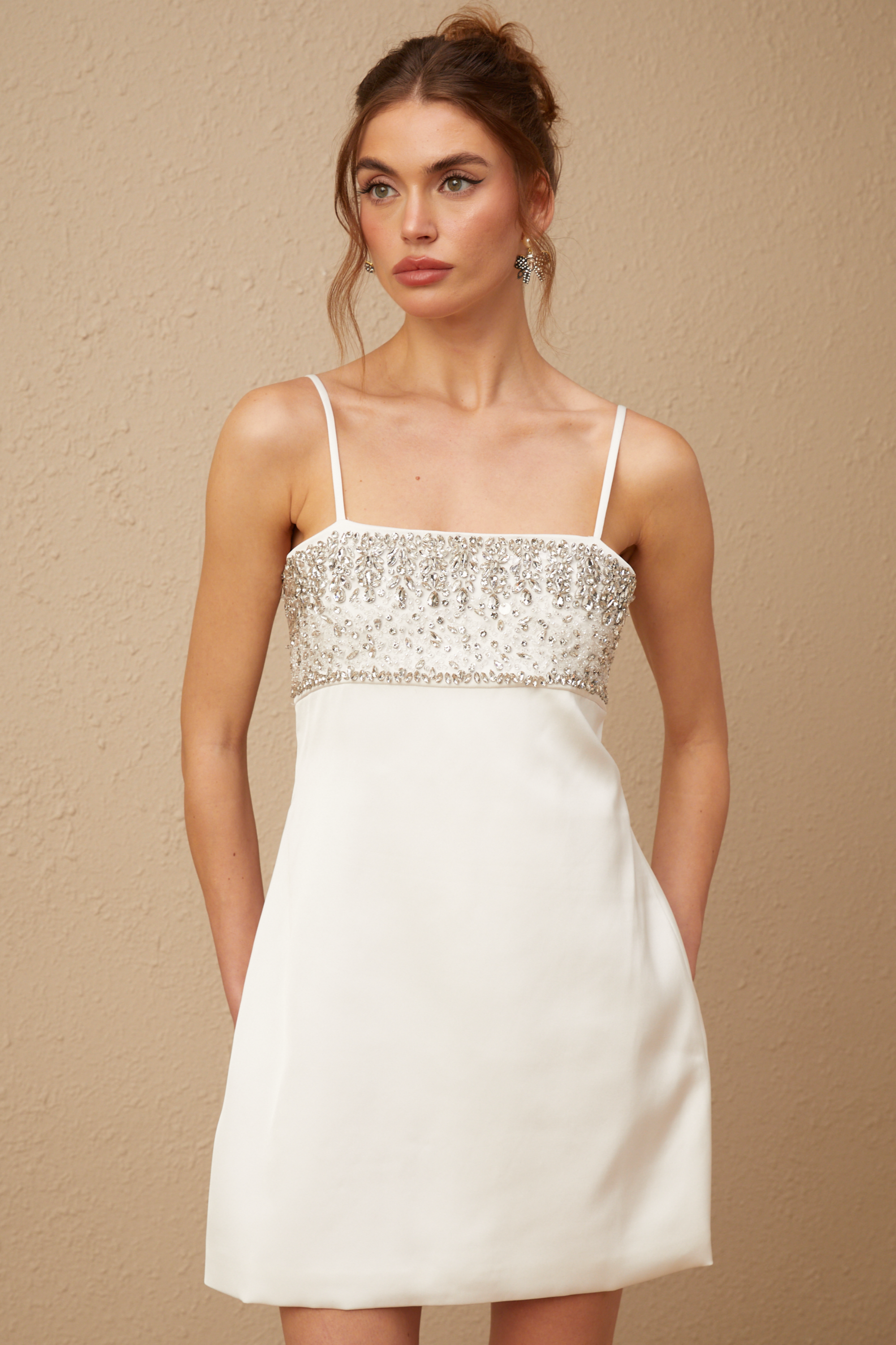 Immacolata white crystal-embellished mini dress