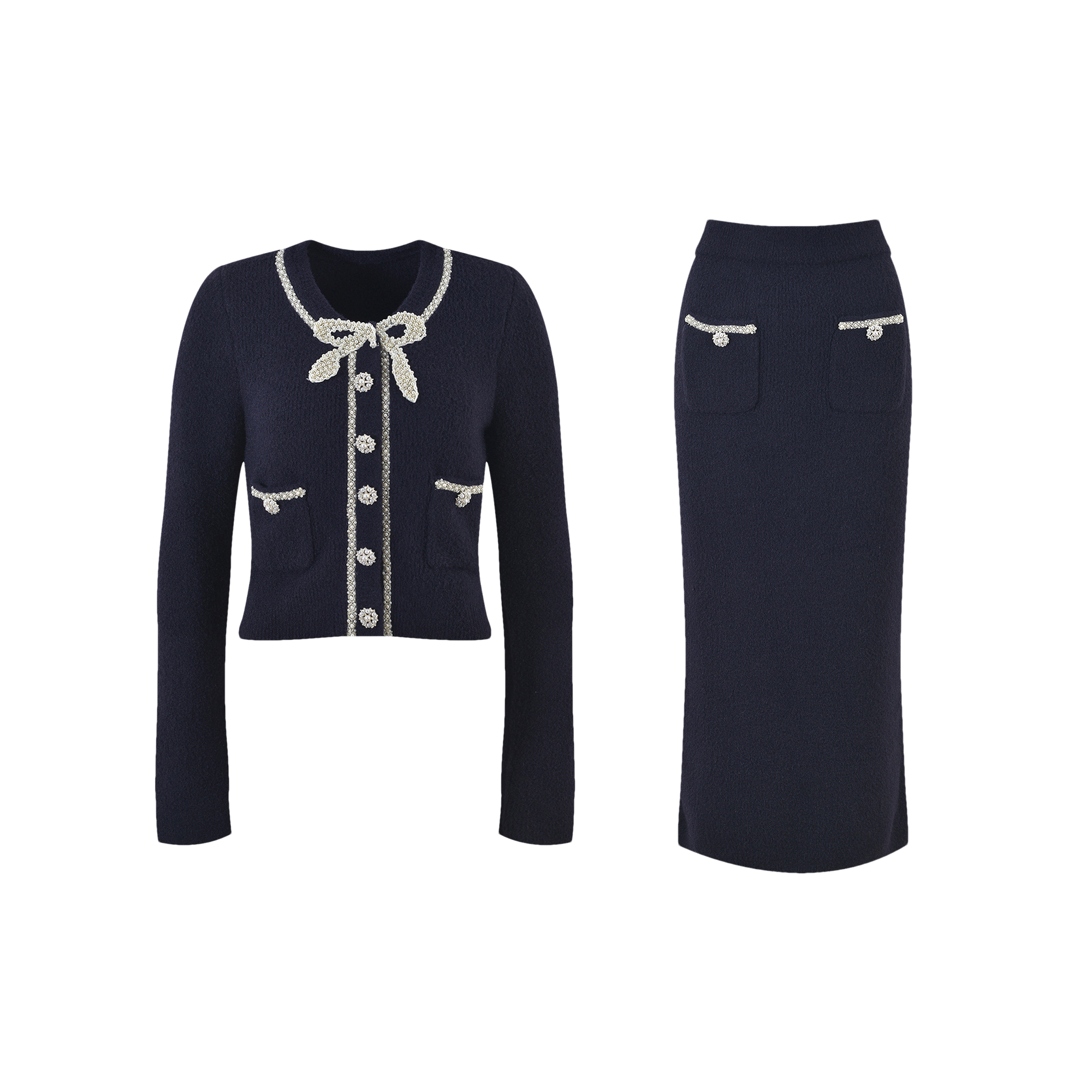 Liane faux-pearl embellished jacket & skirt matching set