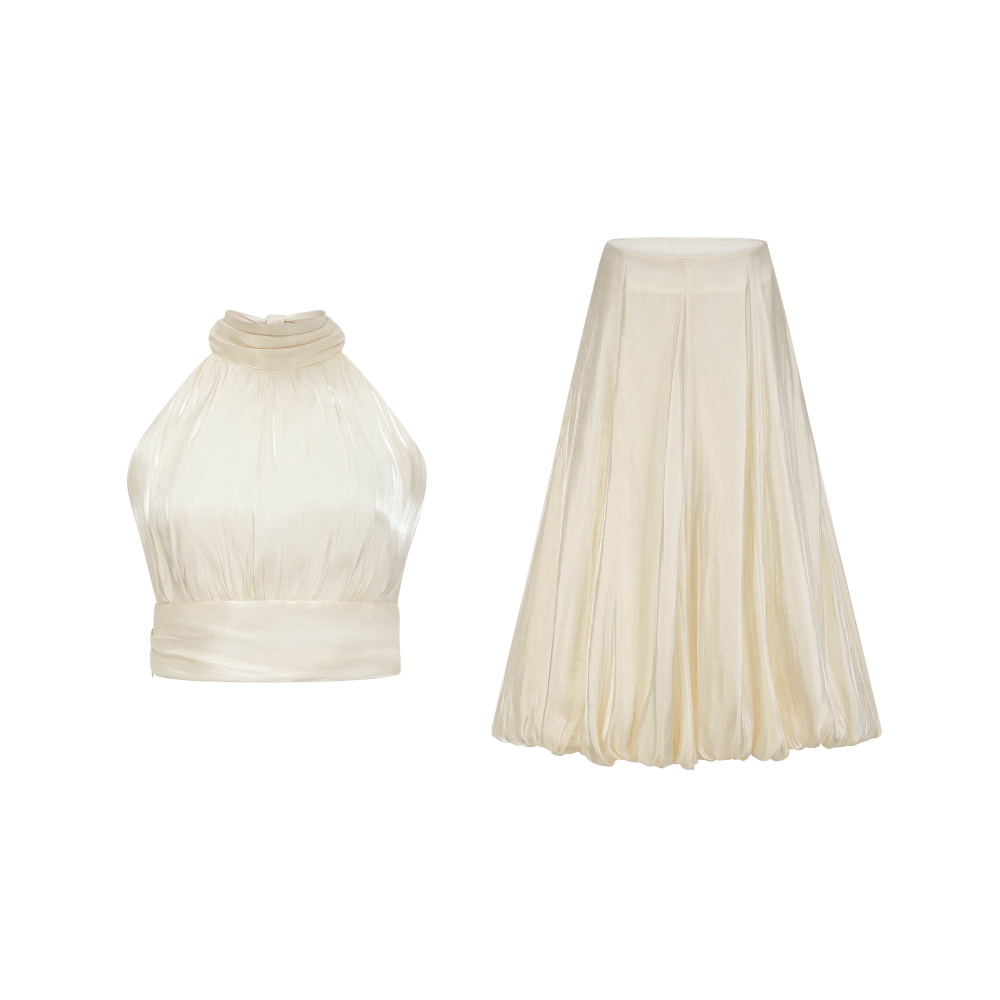 Céline white pleated top & skirt matching set