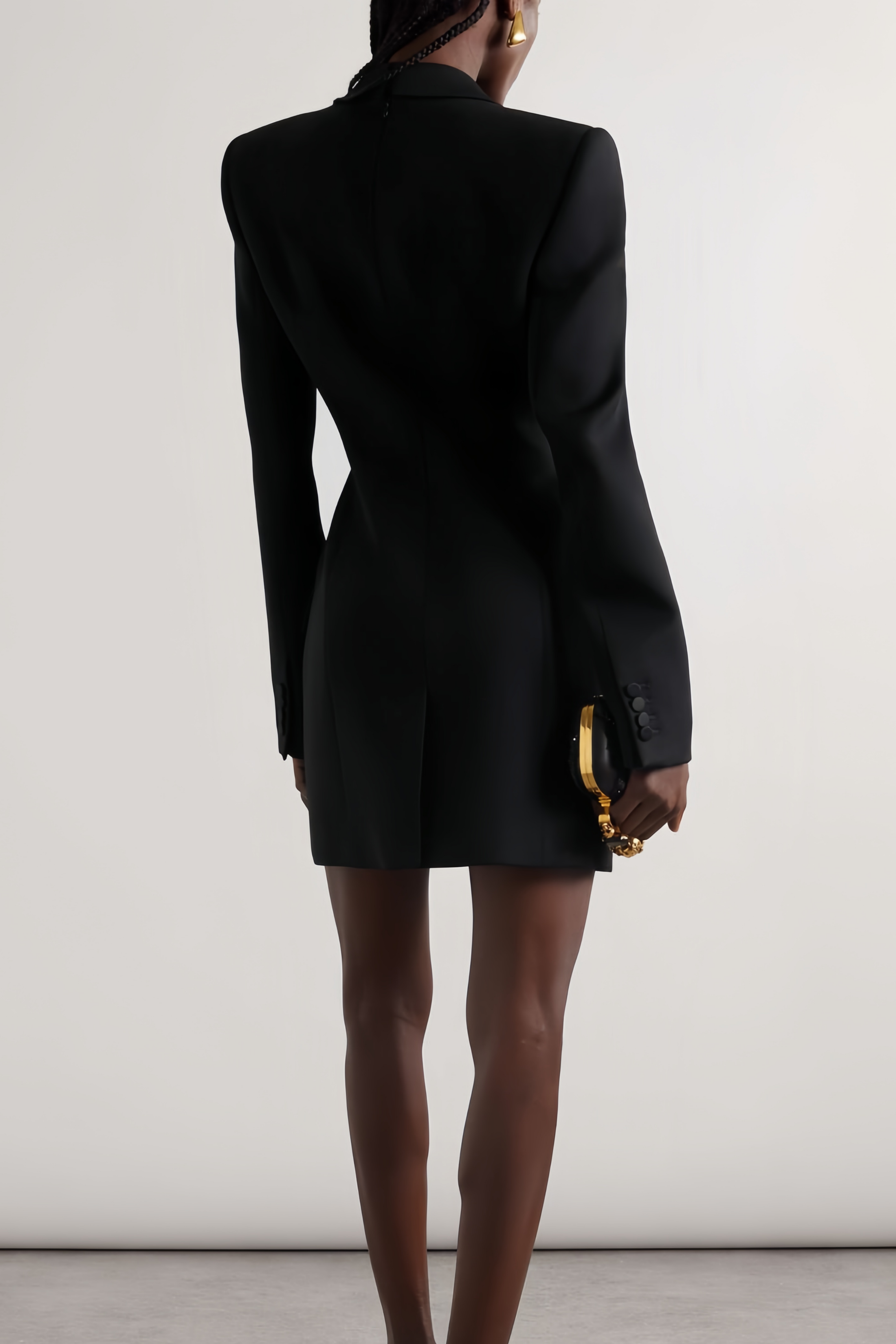 Joséphine Minikleid mit V-Ausschnitt und Satinkragen 