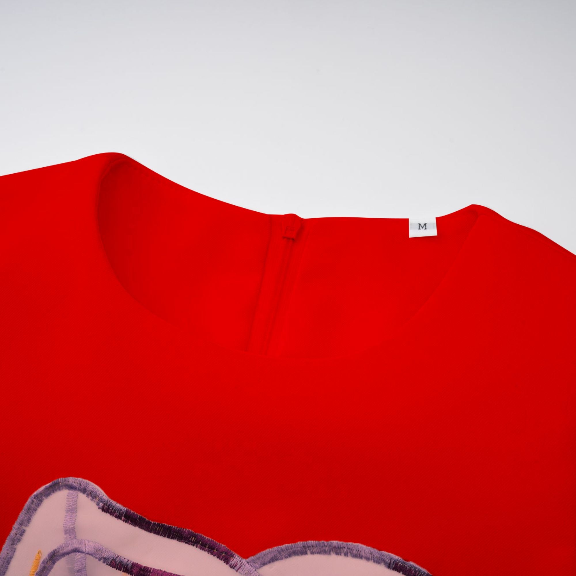 Irène Red Sequined Floral Embroidered Midi Dress