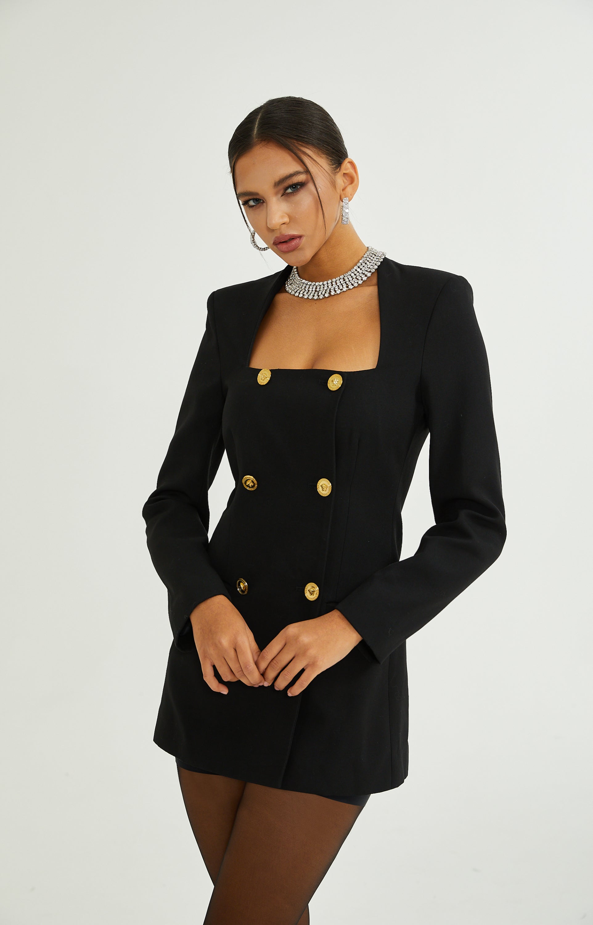 Lisette black jacket mini dress