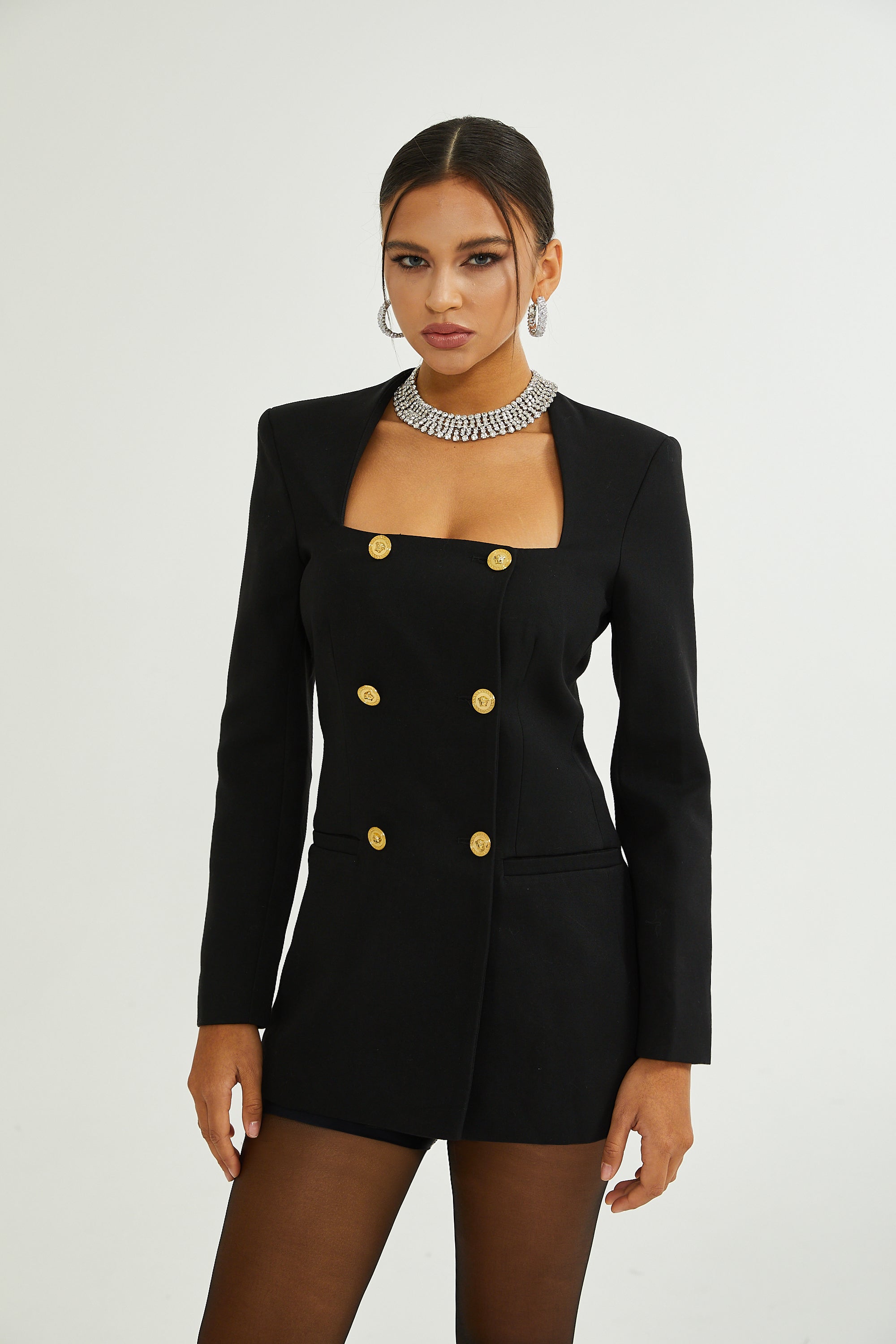 Lisette black jacket mini dress