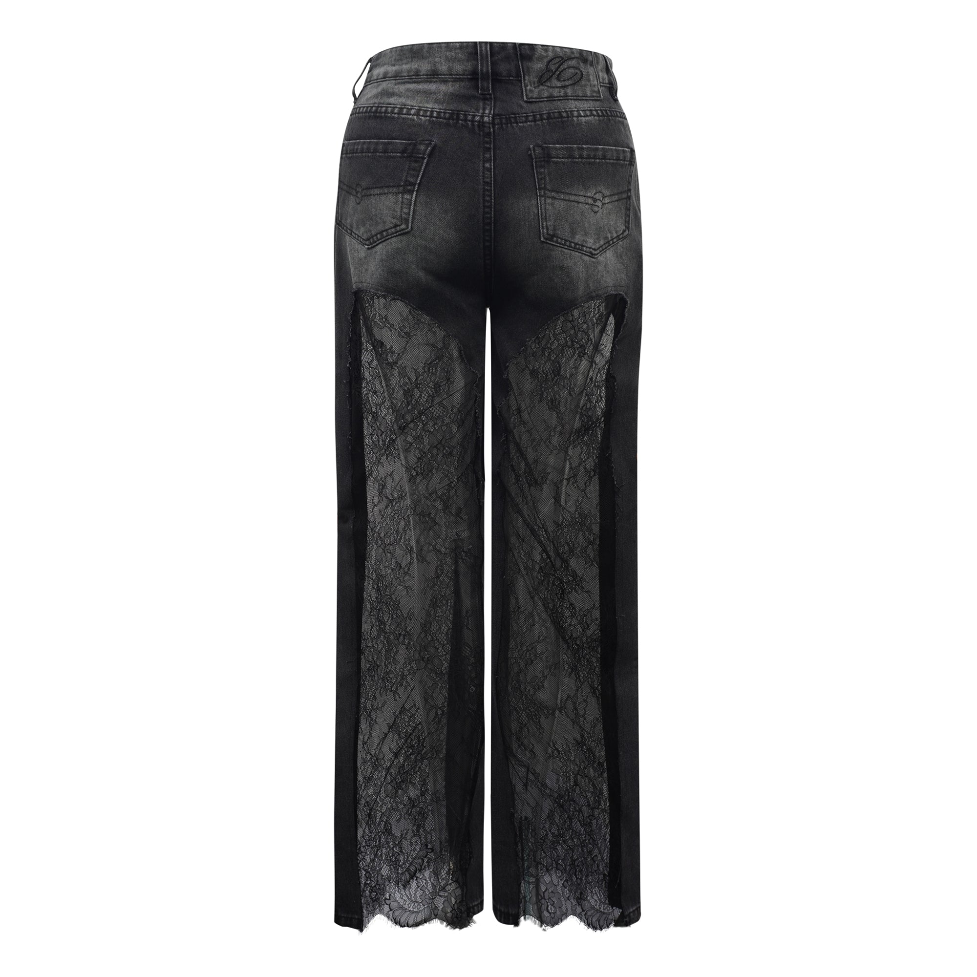 パンツ Ends and means black denim pants Madeline Black Floral Lace Panel Jeans