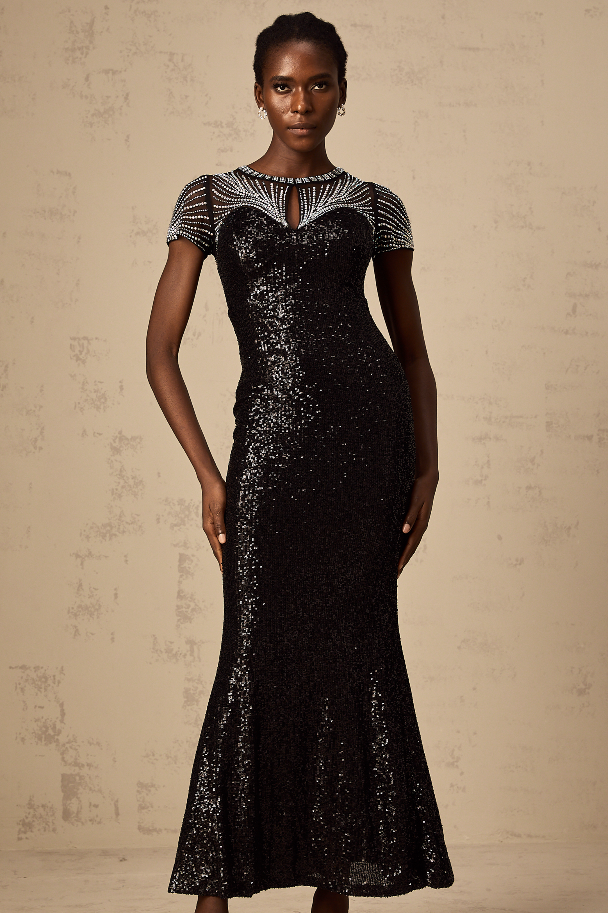 Blair black sequined cut-out maxi dress