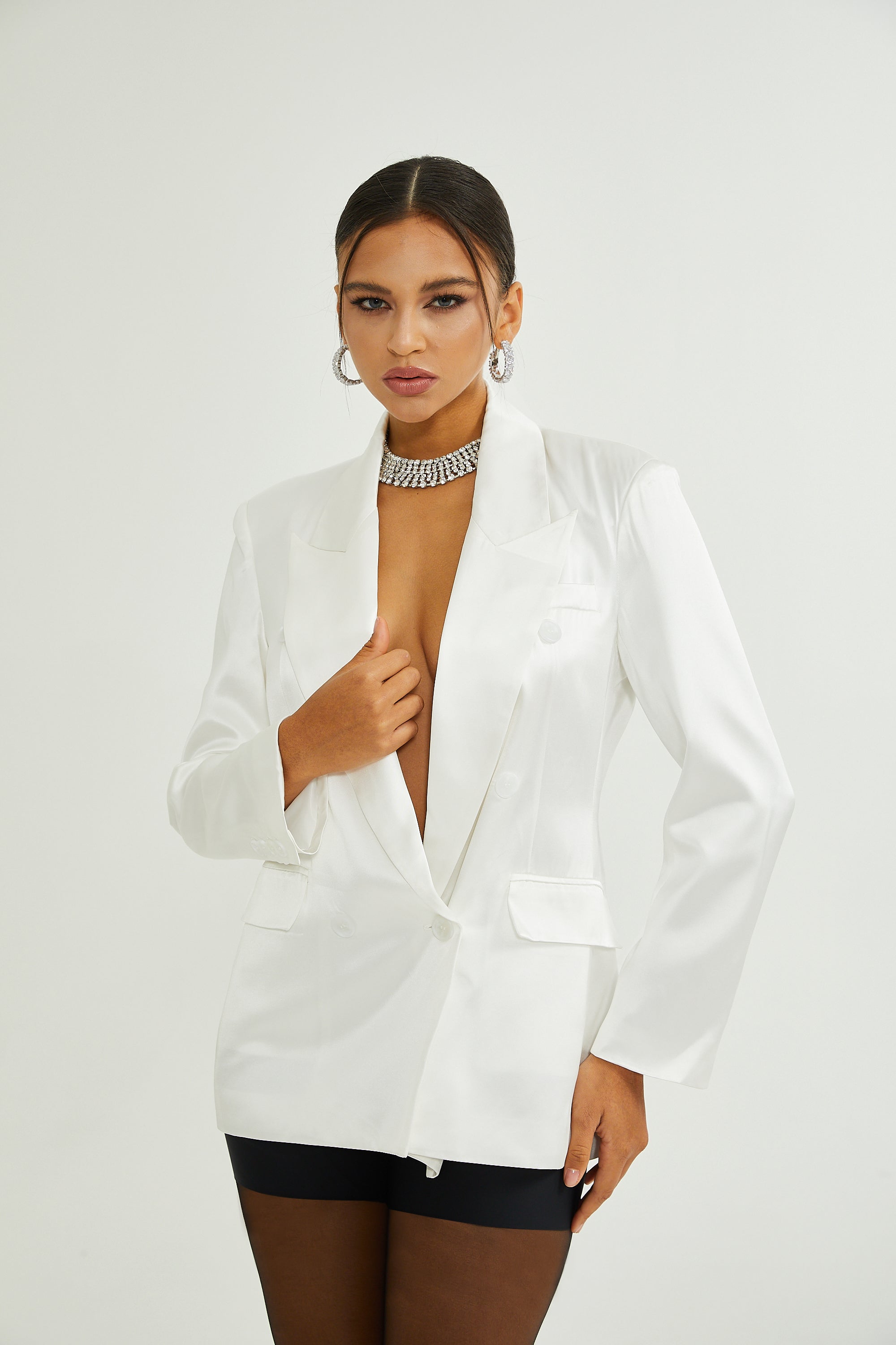 Sylvie white double-breasted blazer