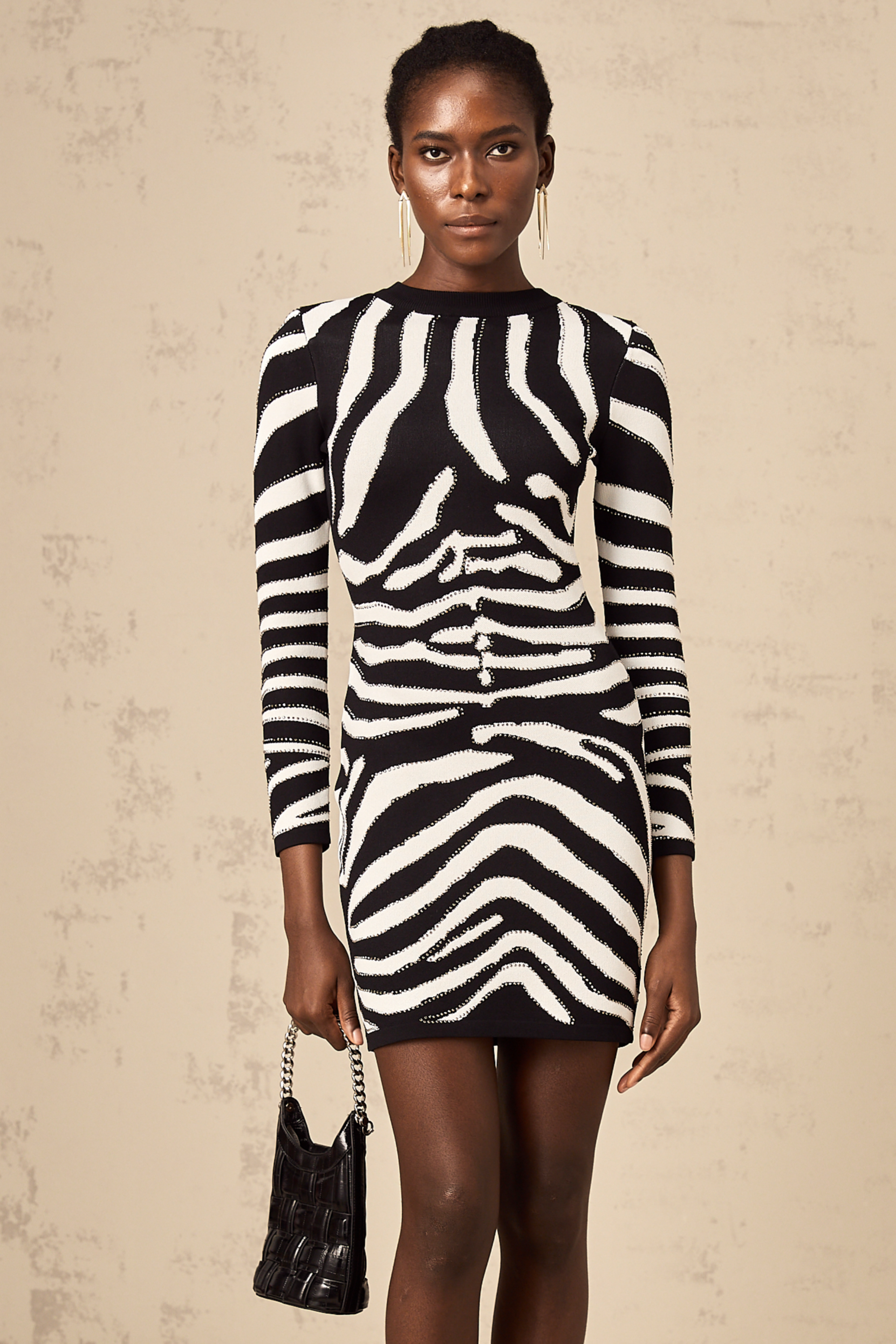 Jeanne zebra-print sequin-embellished mini dress