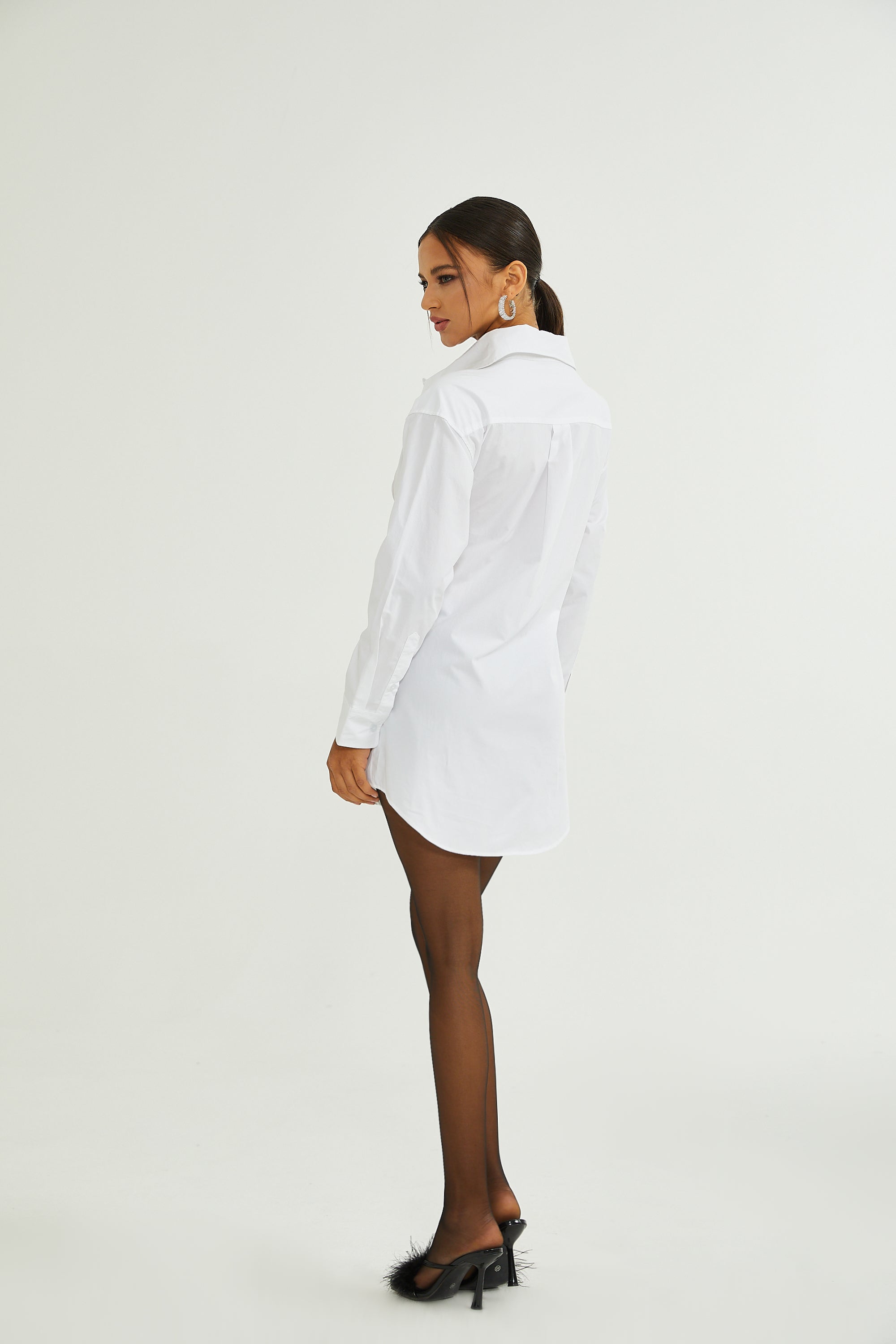 Lila crystal-embellished mini shirt dress