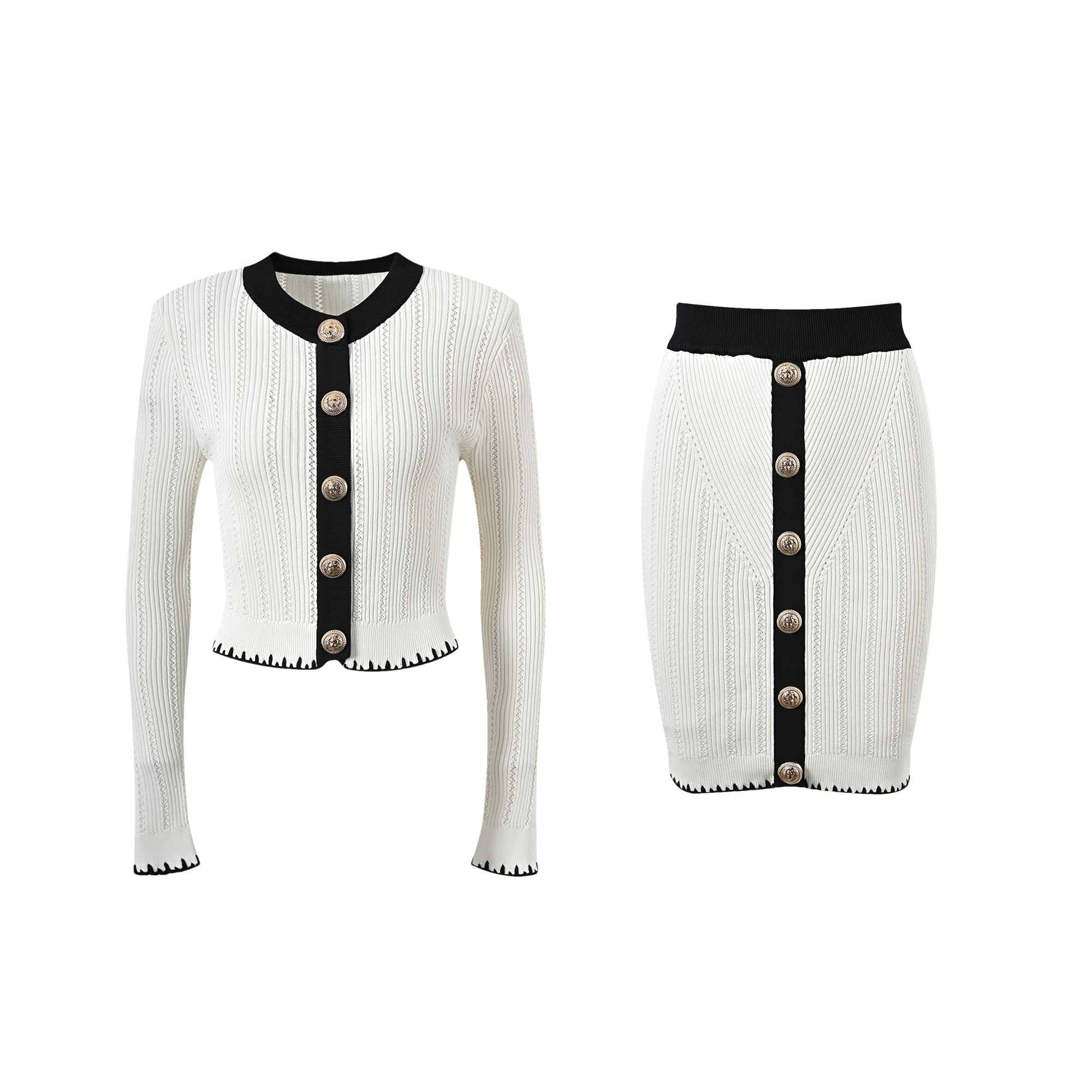 Éliane contrast-trim jacket & skirt matching set