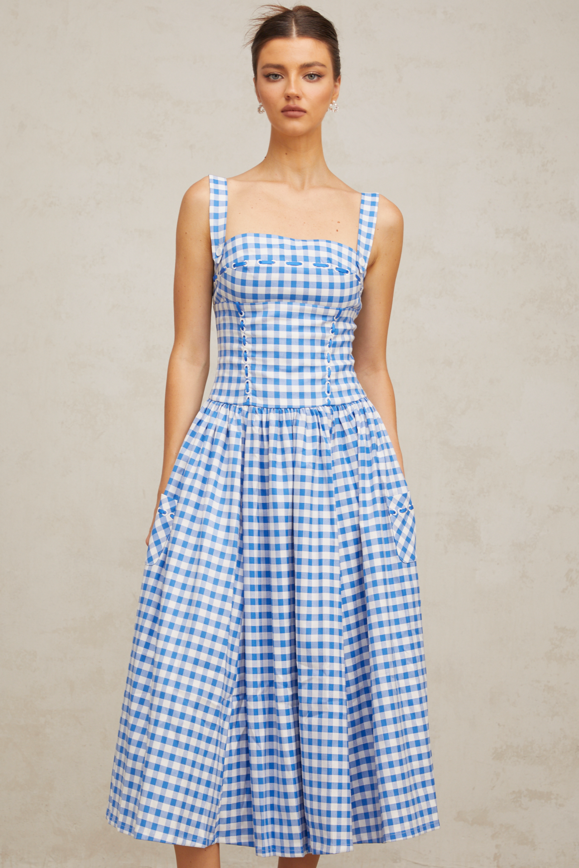 blue and white gingham dress Blue Gingham Maude Dress – Shopbluebelle main image 1