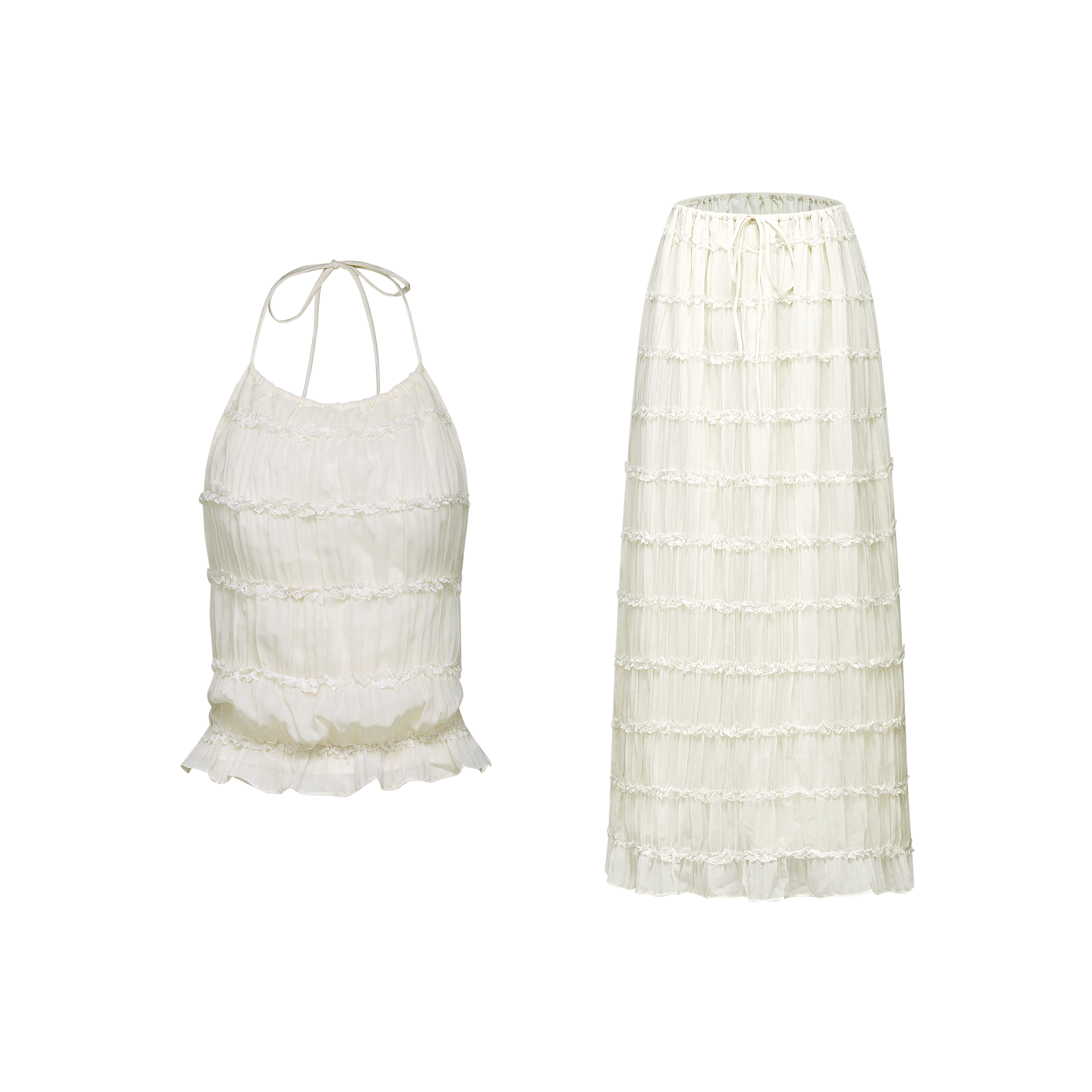 Alyssa pleated top & skirt matching set