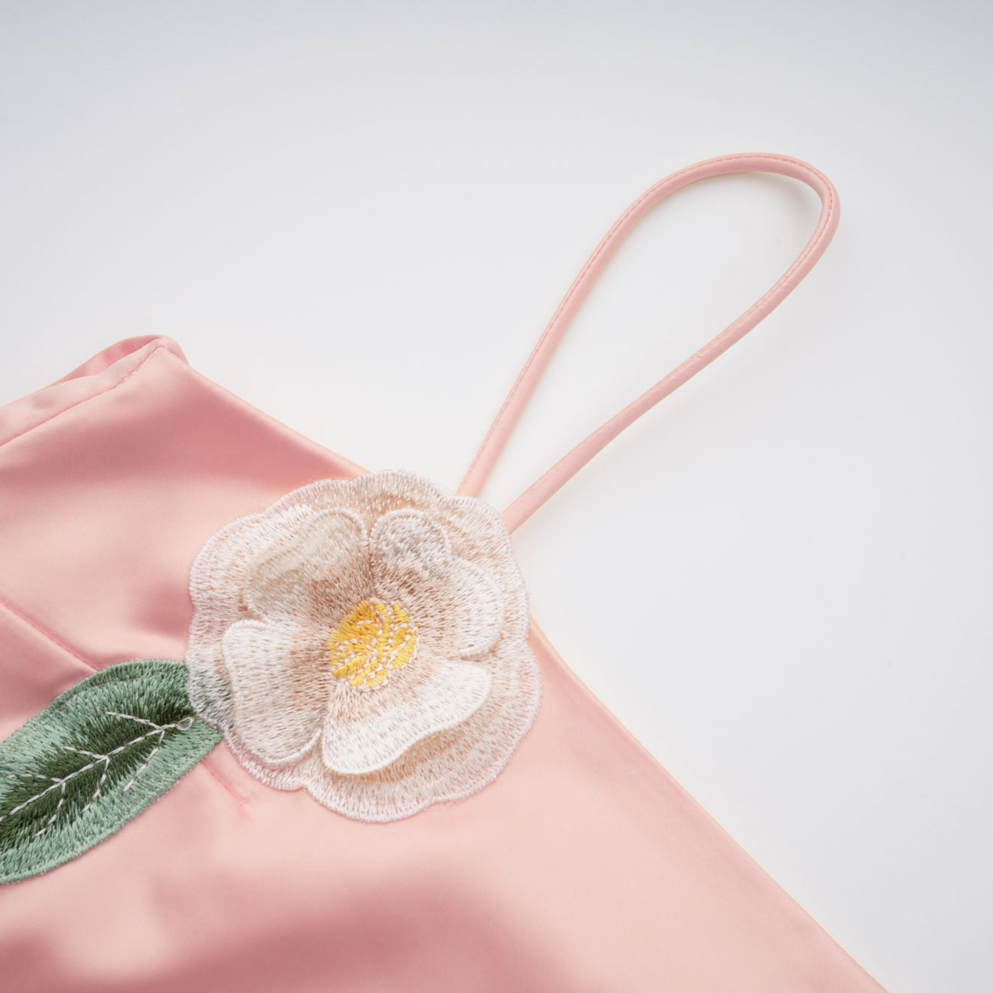 Avril Pink Floral Embroidered Satin Mini Dress