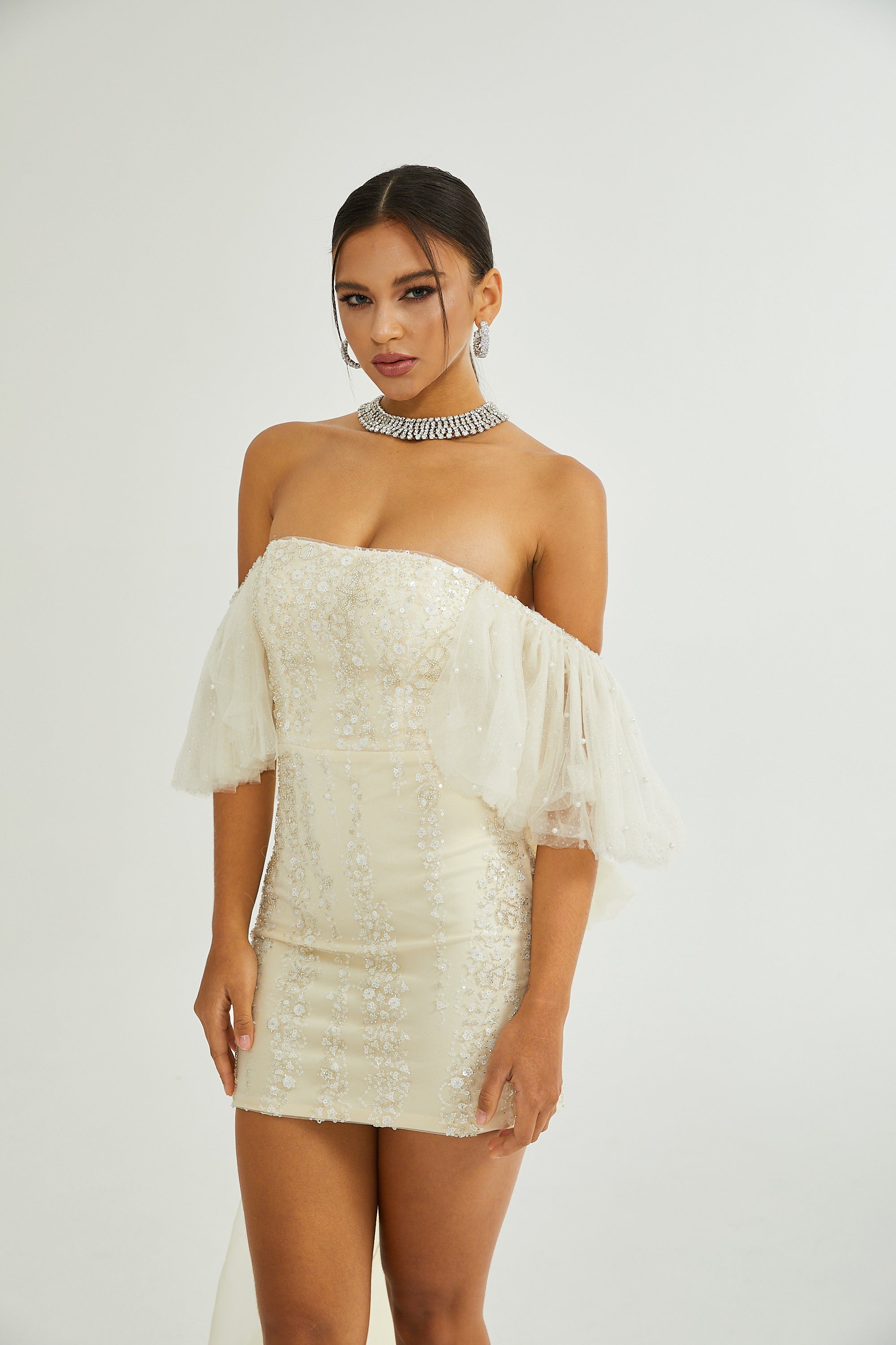 Coline sequin-embellished mesh dress