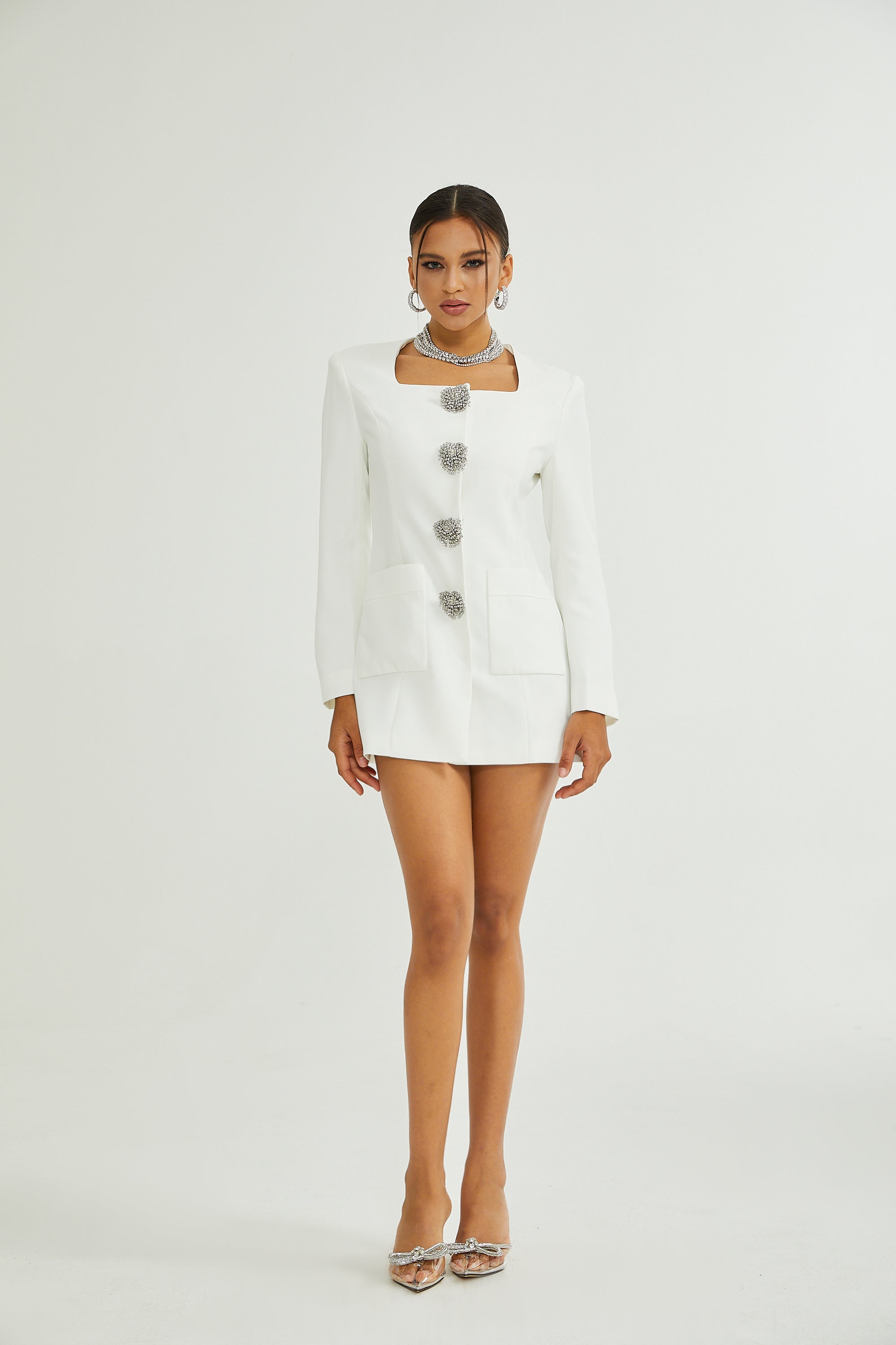 Fionnghuala white crystal mini dress