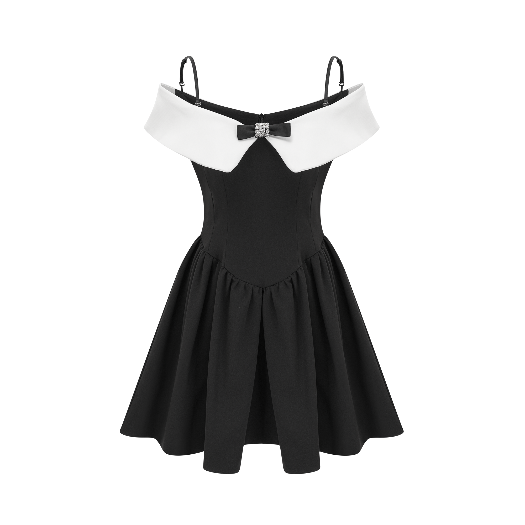Deniece off-the-shoulder black mini dress