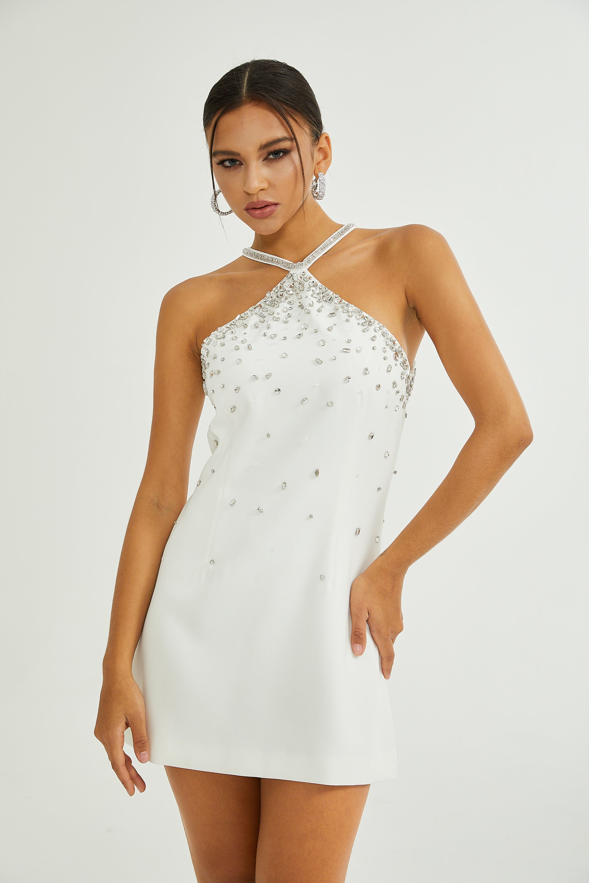 Xanthea white embellished mini dress