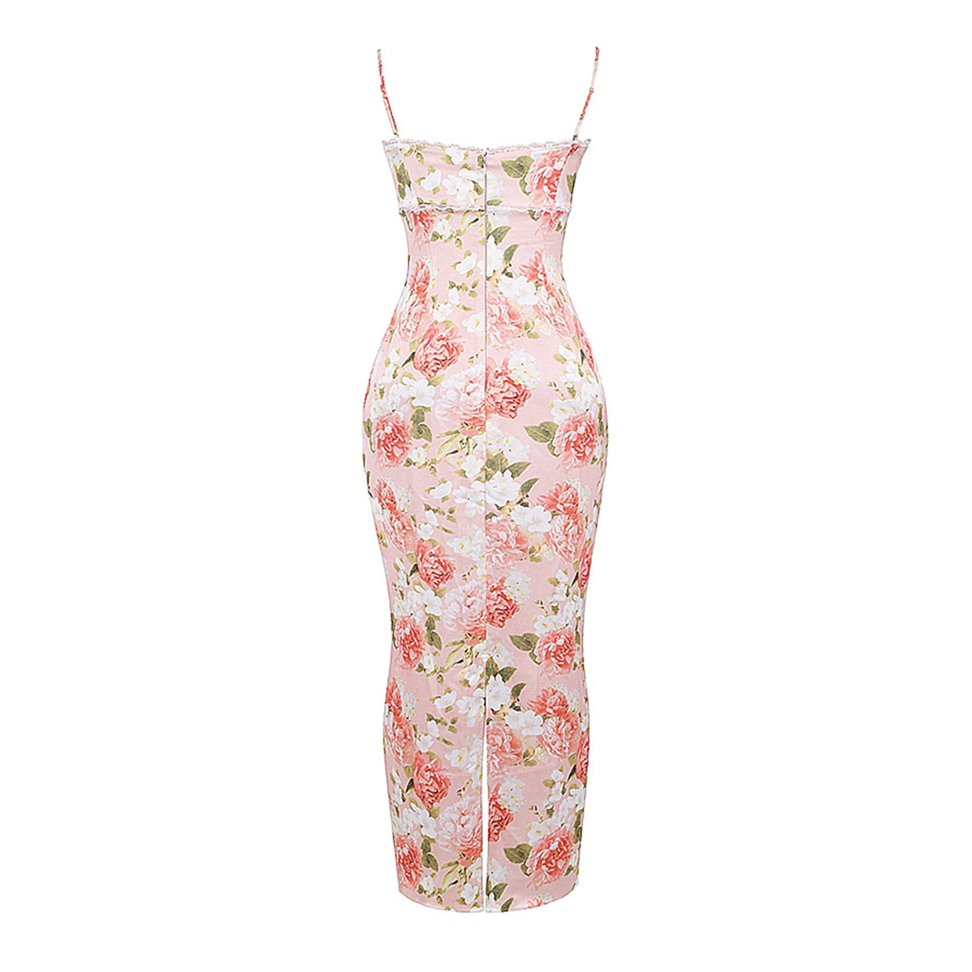Yvette pink floral-print satin maxi dress