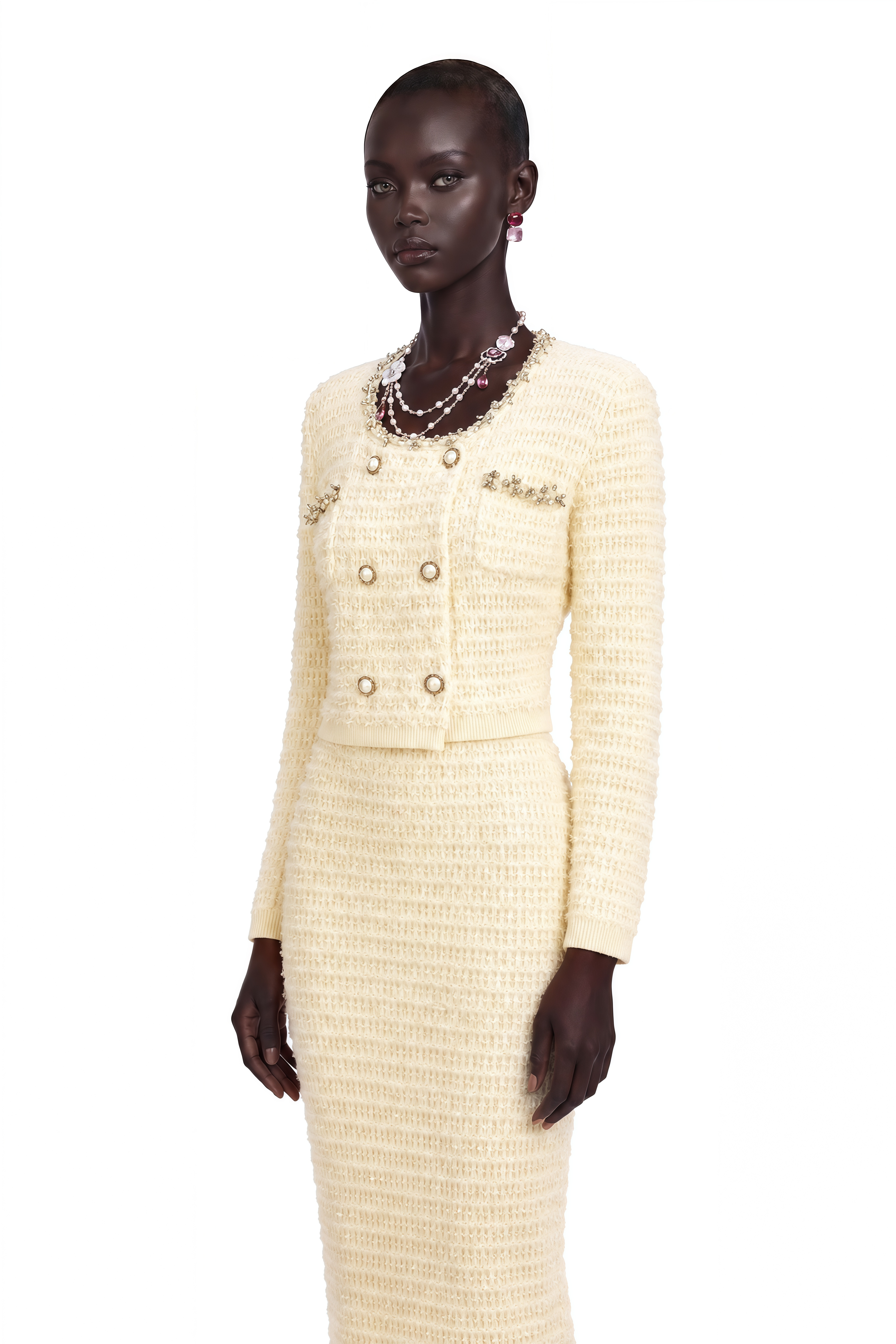 Justine Embellished Knit Cardigan & Skirt Matching Set