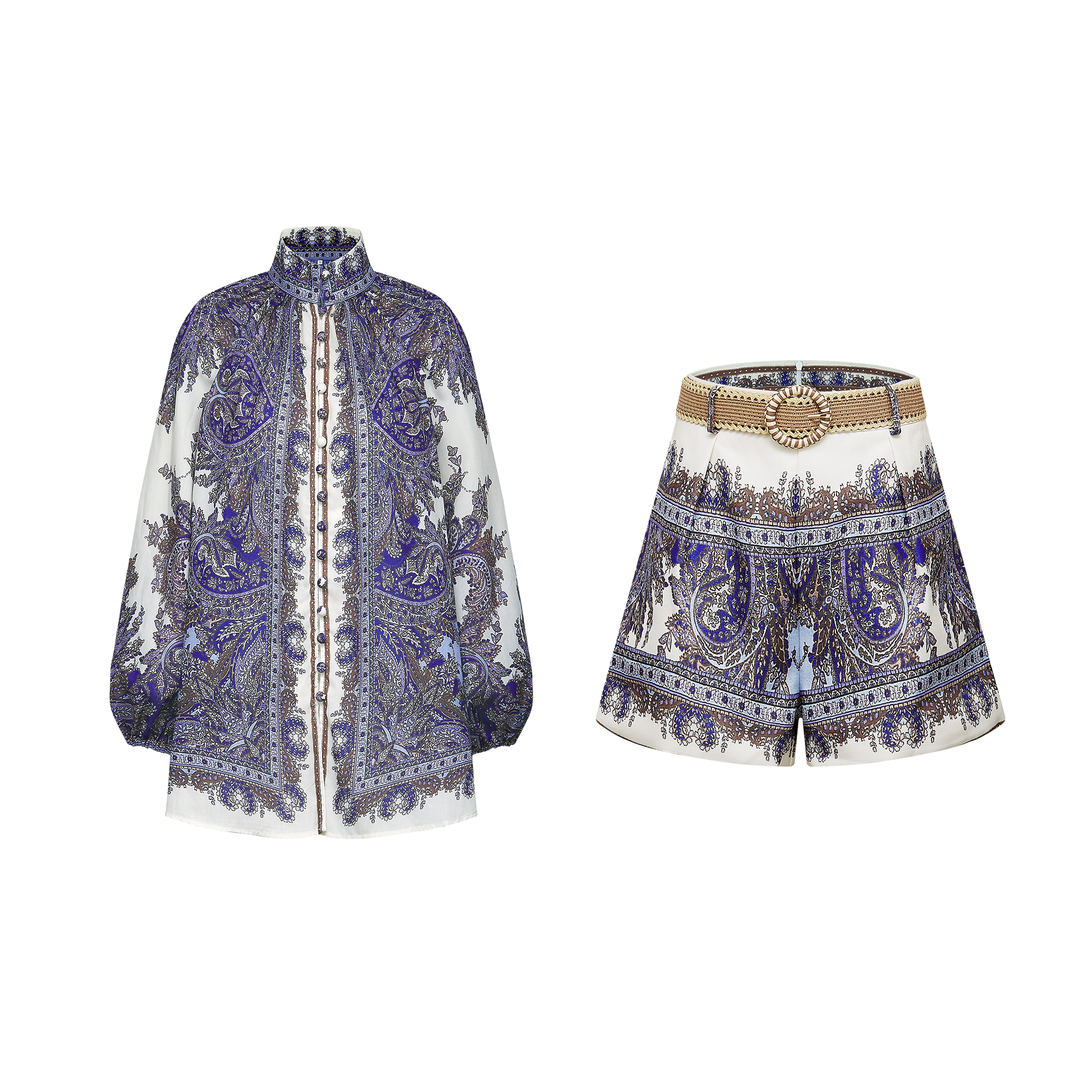 Mélisande pattern-print shirt & shorts matching set