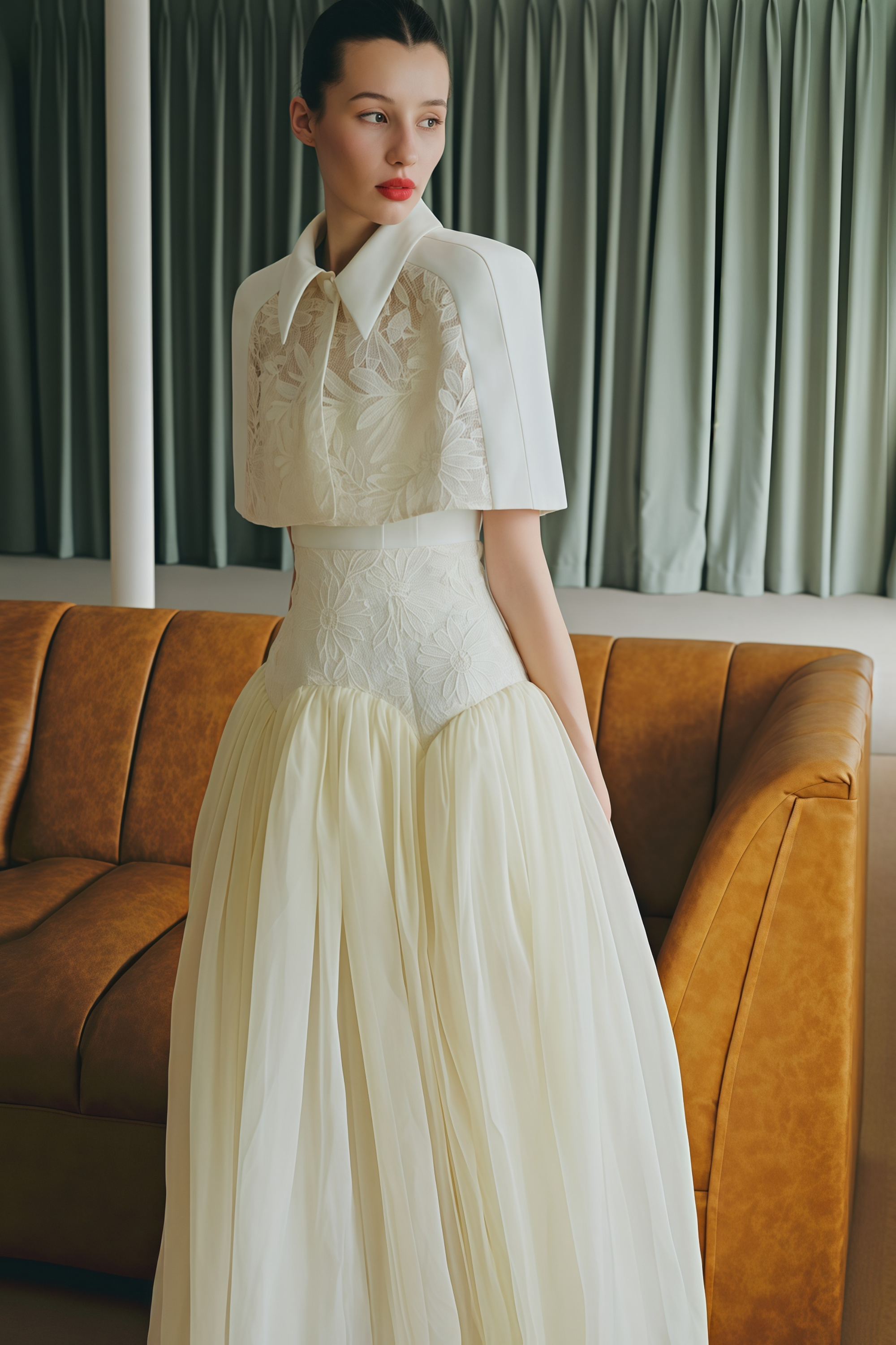 طقم عباءة وفستان من بروك وايت دانتيل