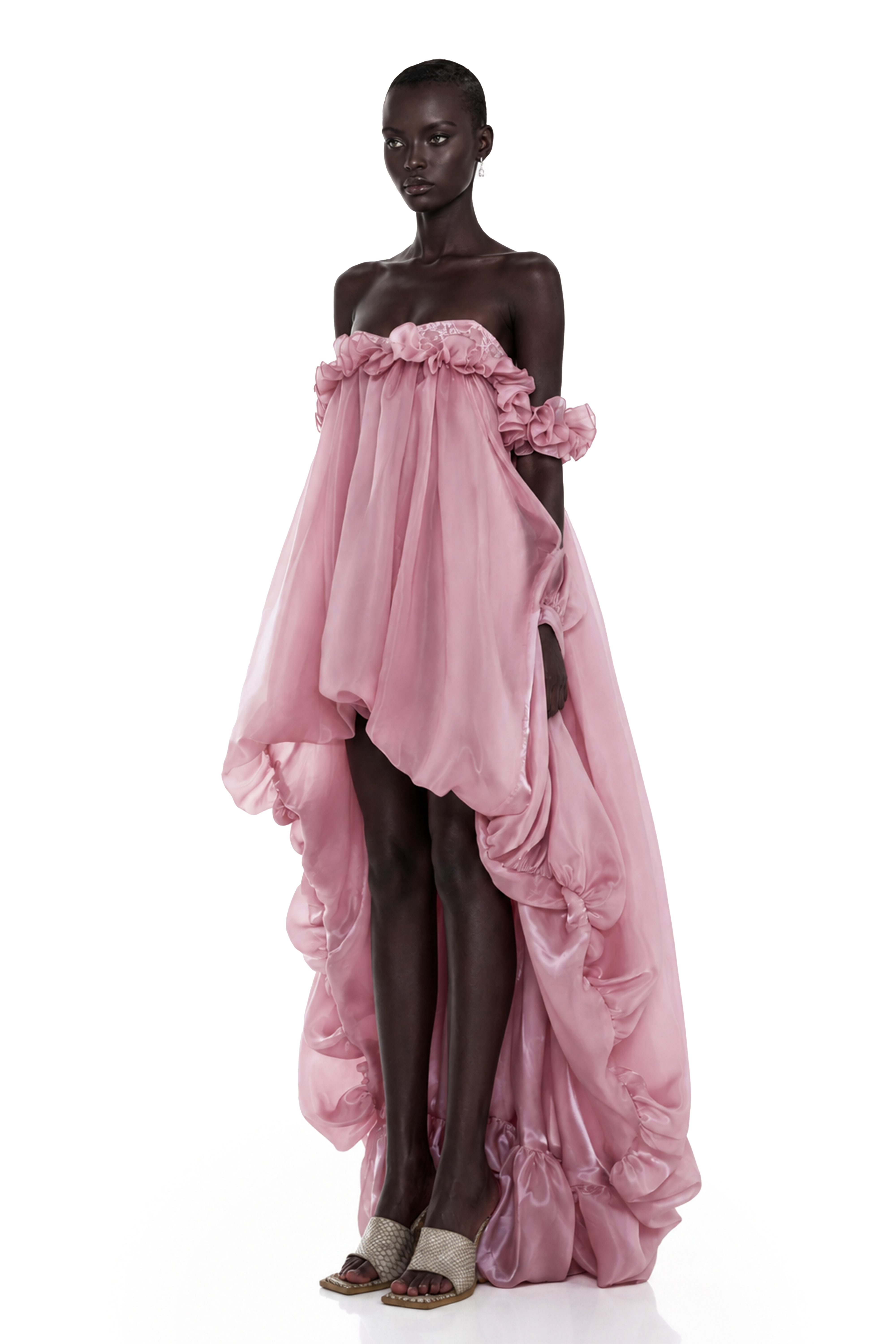 Brooklyn Pink Glossy Bubble Hem Mini Dress