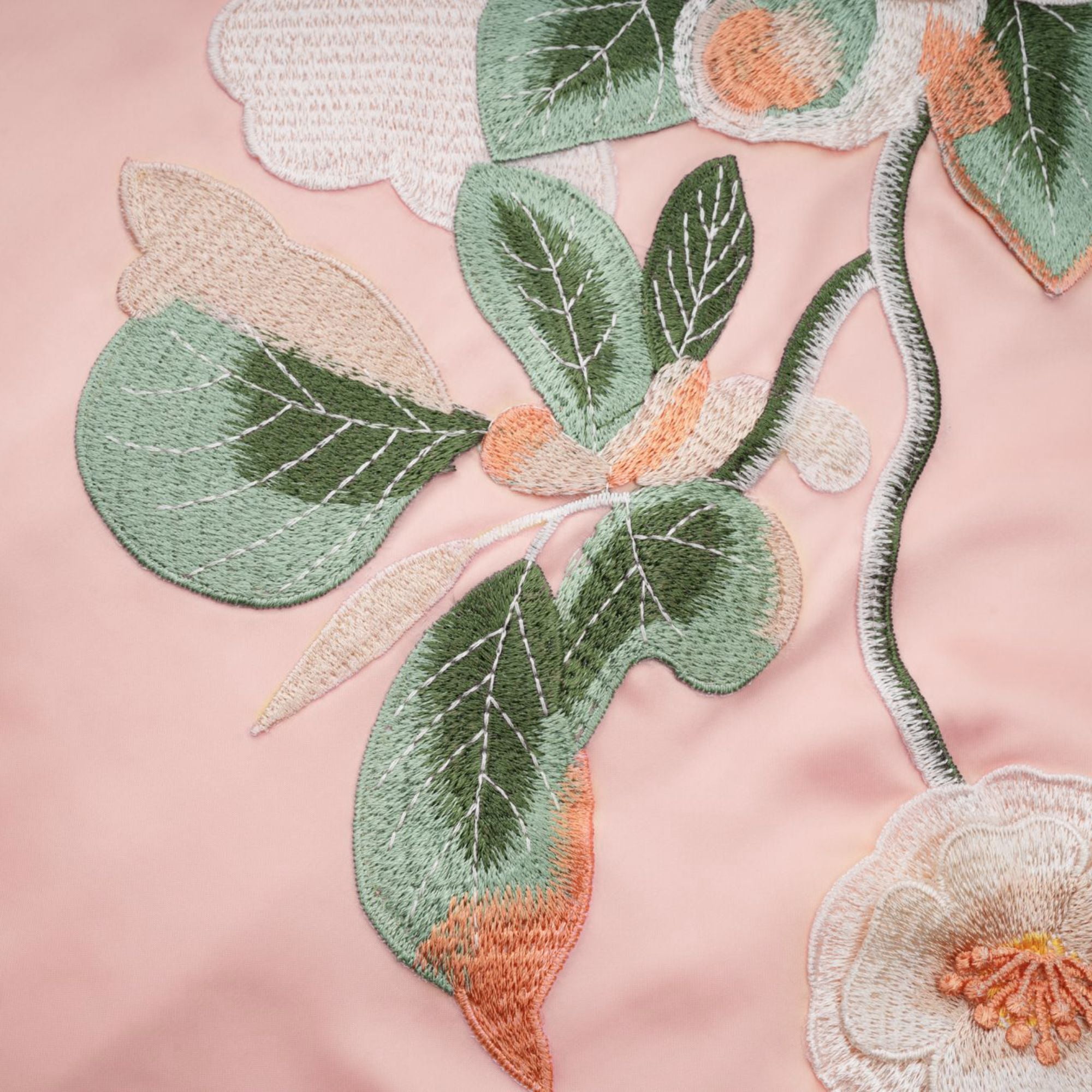 Avril Pink Floral Embroidered Satin Mini Dress