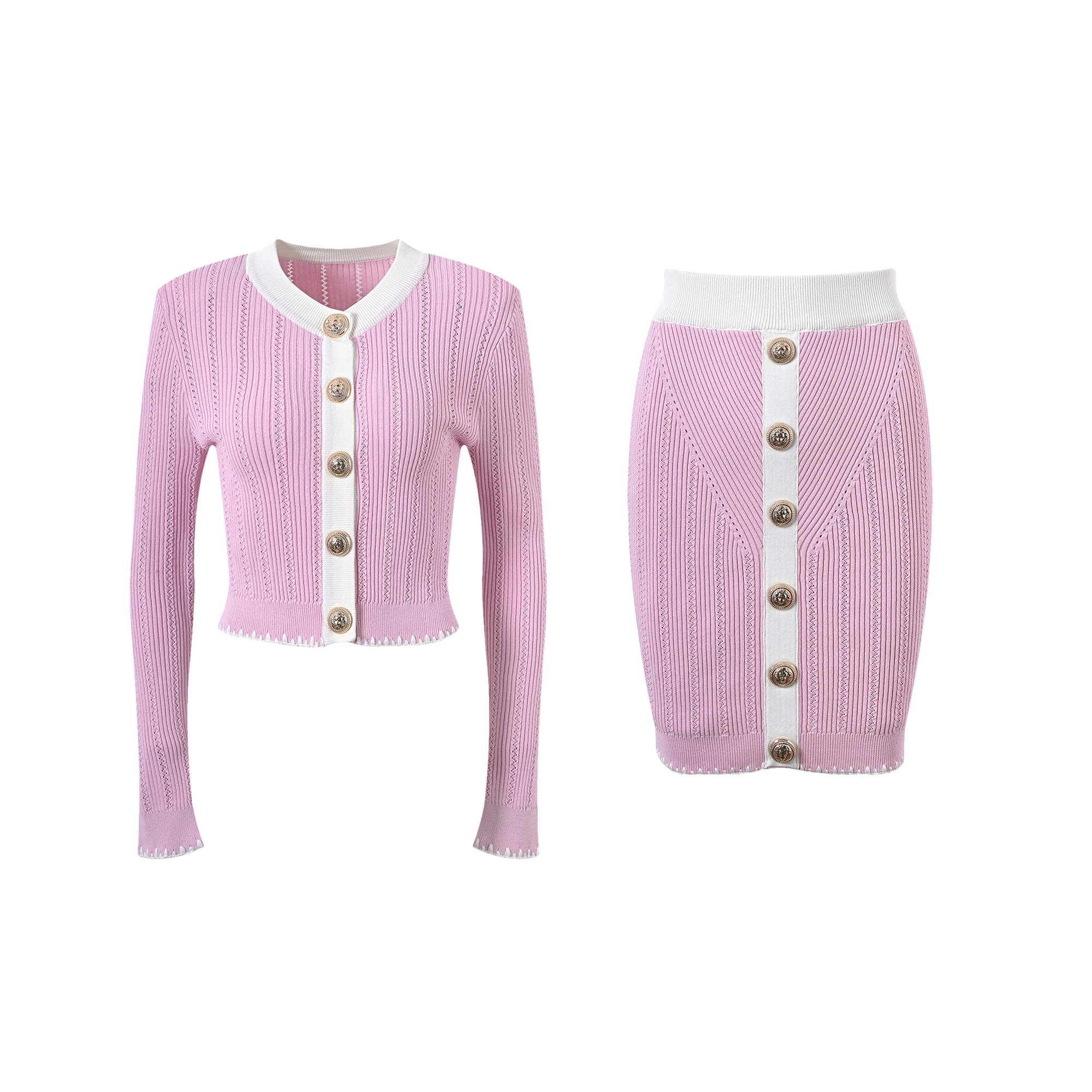 Éliane contrast-trim jacket & skirt matching set