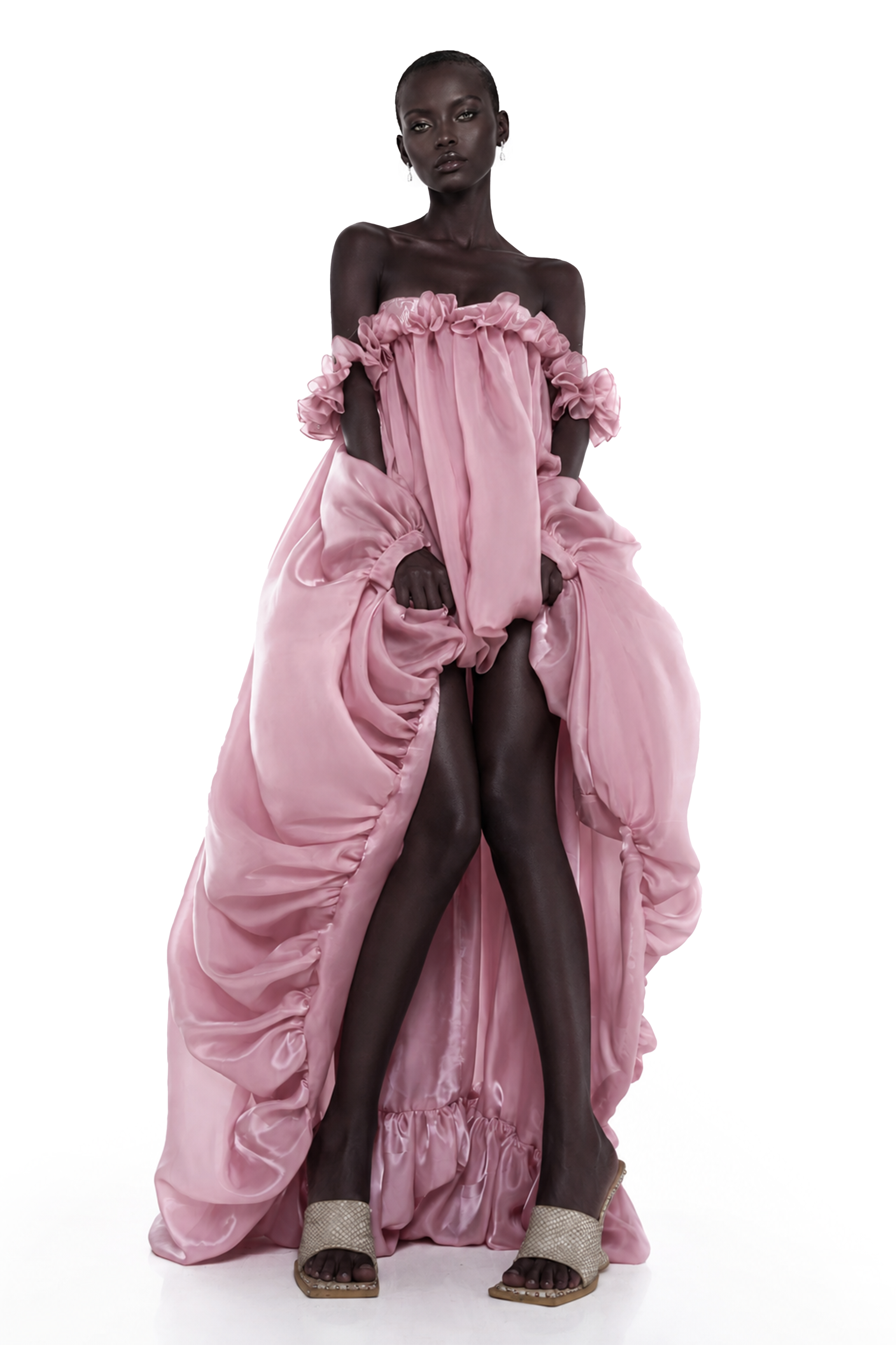 Brooklyn Pink Glossy Bubble Hem Mini Dress