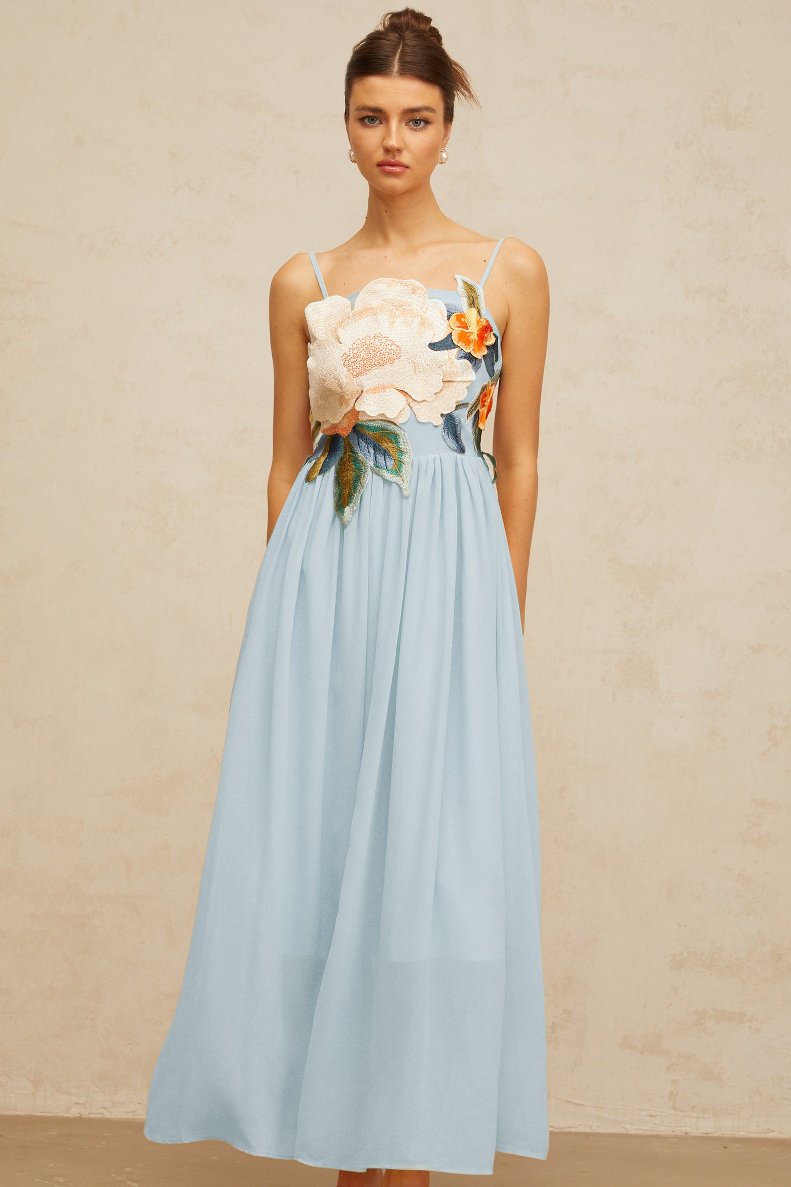 Josette blue peplum-waist panelled maxi dress main image 0