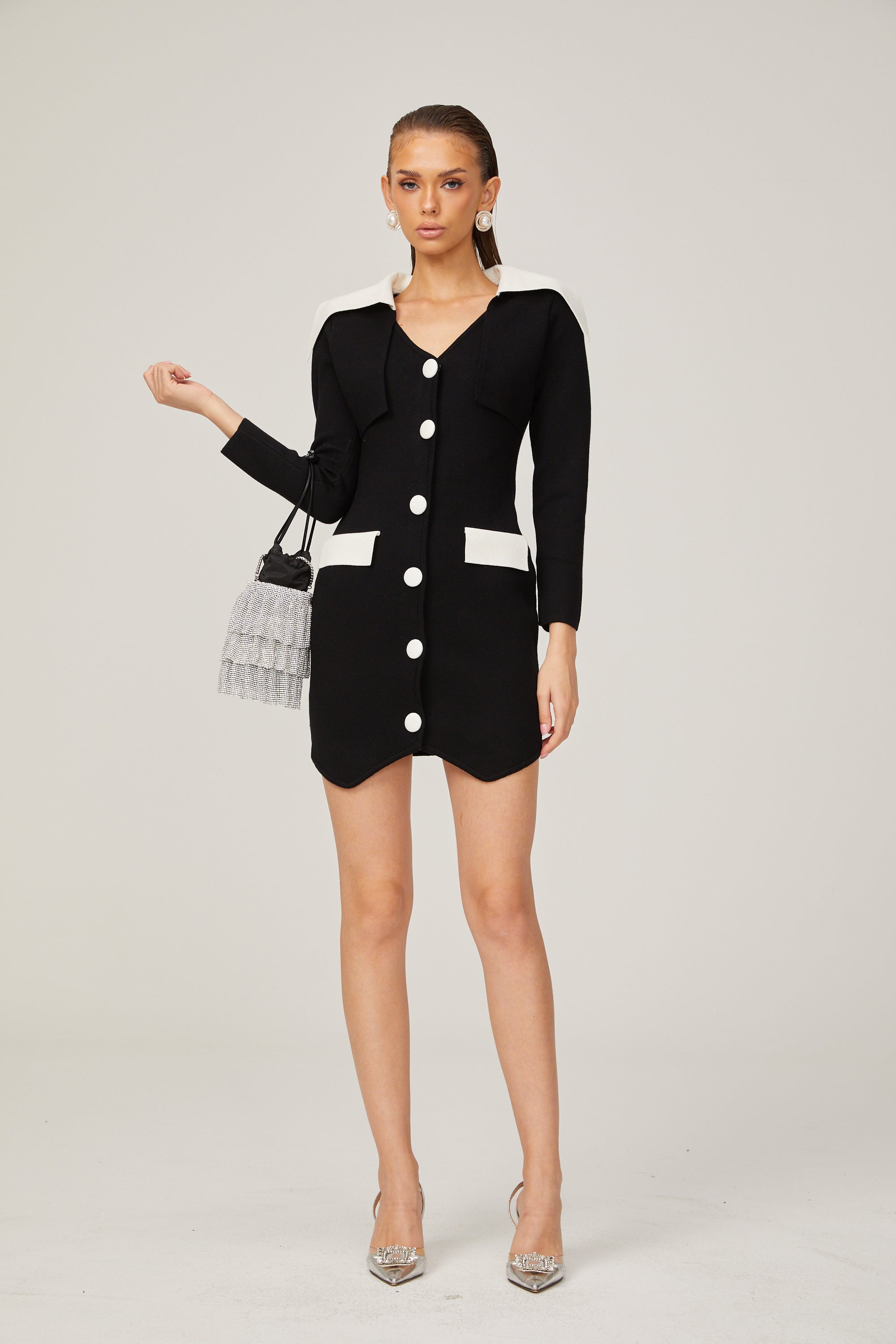 Enora black contrast-color mini dress